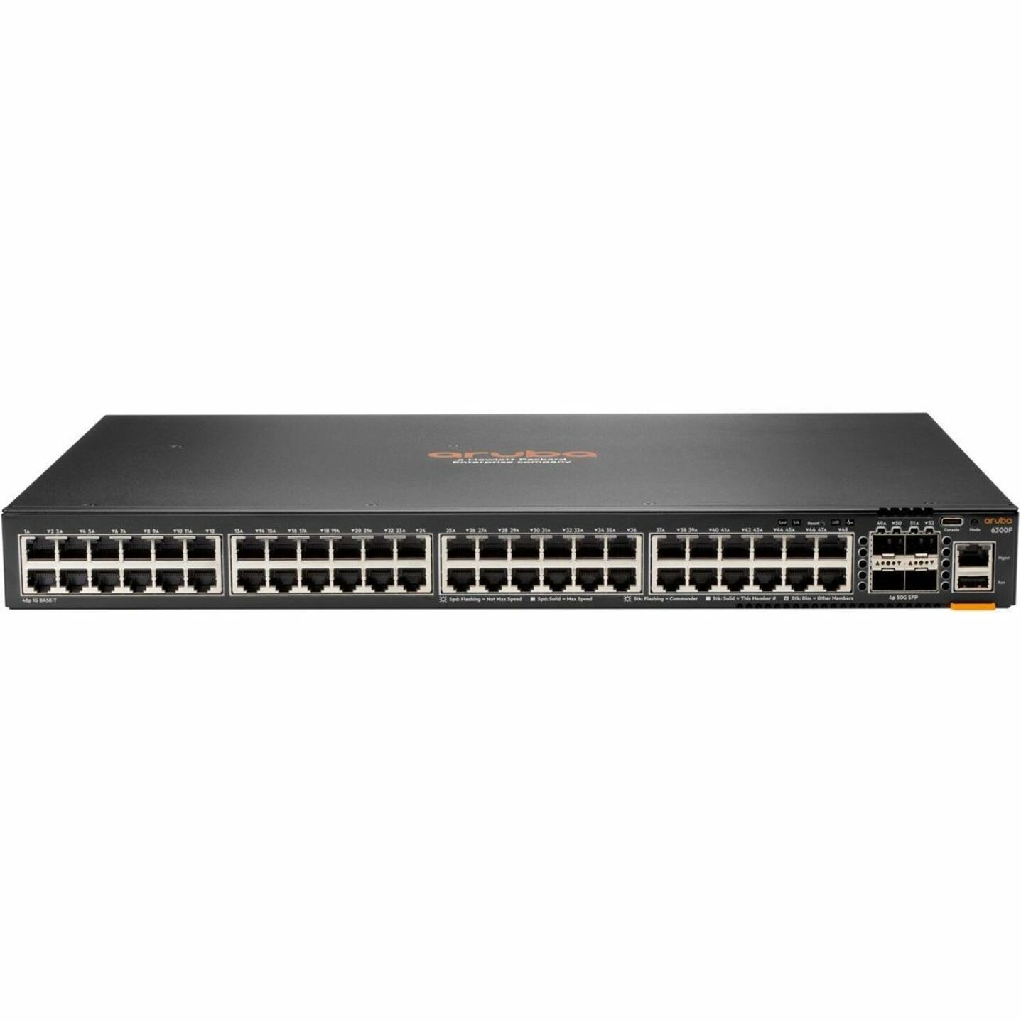 HPE CX 6300F 48-port 1GbE and 4- port SFP56 Switch - 48 Ports - Manageable - Gigabit Ethernet, 50 Gigabit Ethernet - 10/100/1000Base-T, 50GBase-X - 3 Layer Supported - Modular - 4 SFP Slots - 74 W Power Consumption - 2880 W PoE Budget - Twisted Pair, Optical Fiber - PoE Ports - 1U - Rack-mountable - Lifetime Limited Warranty