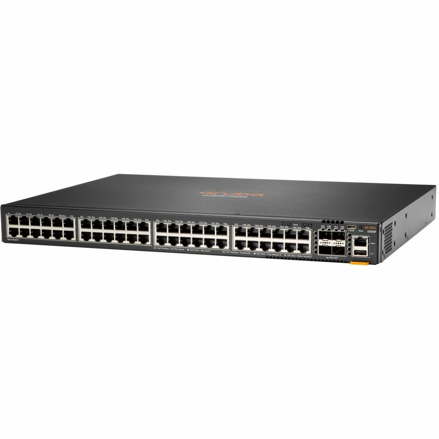HPE CX 6300F 48-port 1GbE and 4-port SFP56 Switch - 48 Ports - Manageable - Gigabit Ethernet, 50 Gigabit Ethernet - 10/100/1000Base-T, 50GBase-X - 3 Layer Supported - Modular - 4 SFP Slots - 74 W Power Consumption - 2880 W PoE Budget - Twisted Pair, Optical Fiber - PoE Ports - 1U - Rack-mountable - Lifetime Limited Warranty