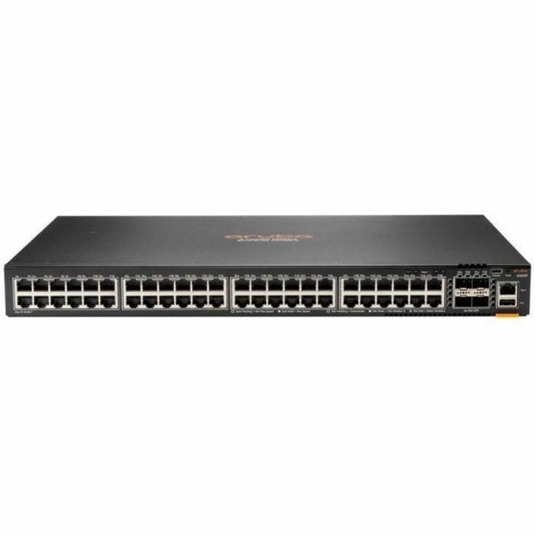 HPE CX 6300F 48-port 1GbE and 4- port SFP56 Switch - 48 Ports - Manageable - Gigabit Ethernet, 50 Gigabit Ethernet - 10/100/1000Base-T, 50GBase-X - 3 Layer Supported - Modular - 4 SFP Slots - 74 W Power Consumption - 2880 W PoE Budget - Twisted Pair, Optical Fiber - PoE Ports - 1U - Rack-mountable - Lifetime Limited Warranty