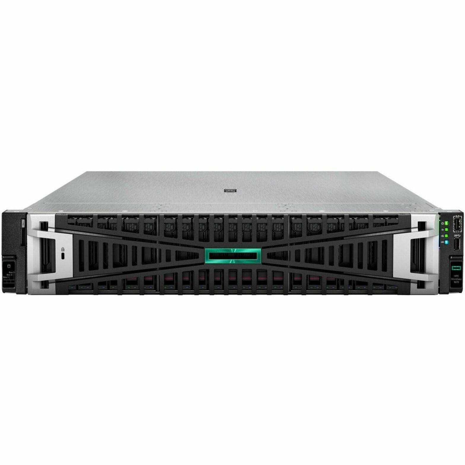 HPE StoreEasy 1670 Performance Storage with Microsoft Windows Server IoT 2022 - 1 x Intel Xeon Gold 5416S Hexadeca-core (16 Core) 2 GHz - 8 x HDD Installed - 16 GB RAM DDR5 SDRAM - RAID Supported - 12 x Total Bays - 12 x 3.5" Bay - 3 x Total Slot(s) - Gigabit Ethernet - Network (RJ-45) - Windows Server IoT 2022 - NFS, iSCSI, HTTPS, FTPS, WEBDAV, HTTP, FTP, CIFS/SMB - 2U - Rack-mountable