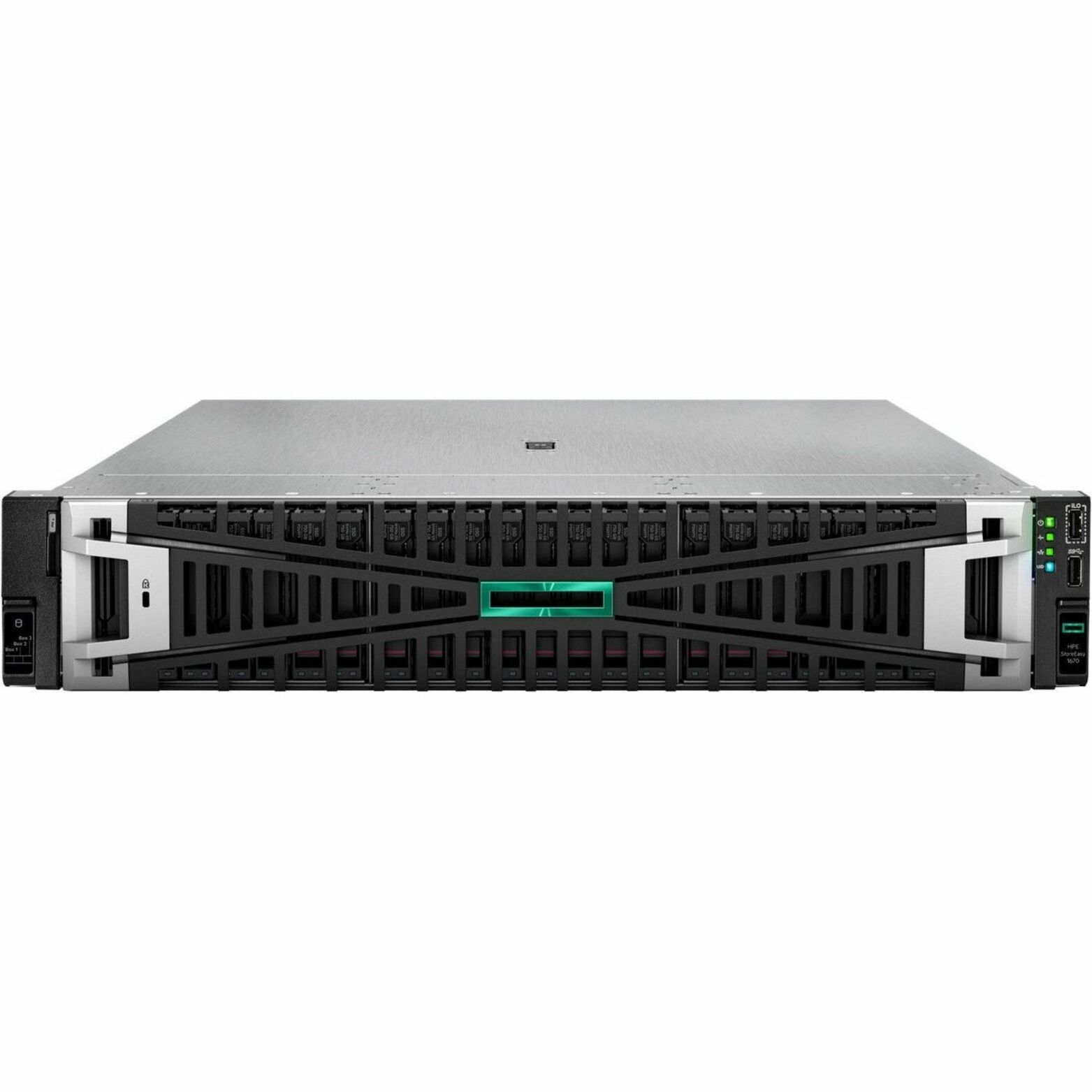 HPE StoreEasy 1670 32TB SAS Storage with Microsoft Windows Server IoT 2022 - 1 x Intel Xeon Bronze 3408U Octa-core (8 Core) 1.80 GHz - 8 x HDD Installed - 32 TB Installed HDD Capacity - 12Gb/s SAS - 16 GB RAM DDR5 SDRAM - RAID Supported - 12 x Total Bays - 12 x 3.5" Bay - 3 x Total Slot(s) - Gigabit Ethernet - Network (RJ-45) - Windows Server IoT 2022 - NFS, iSCSI, HTTPS, FTPS, WEBDAV, HTTP, FTP, CIFS/SMB - 2U - Rack-mountable