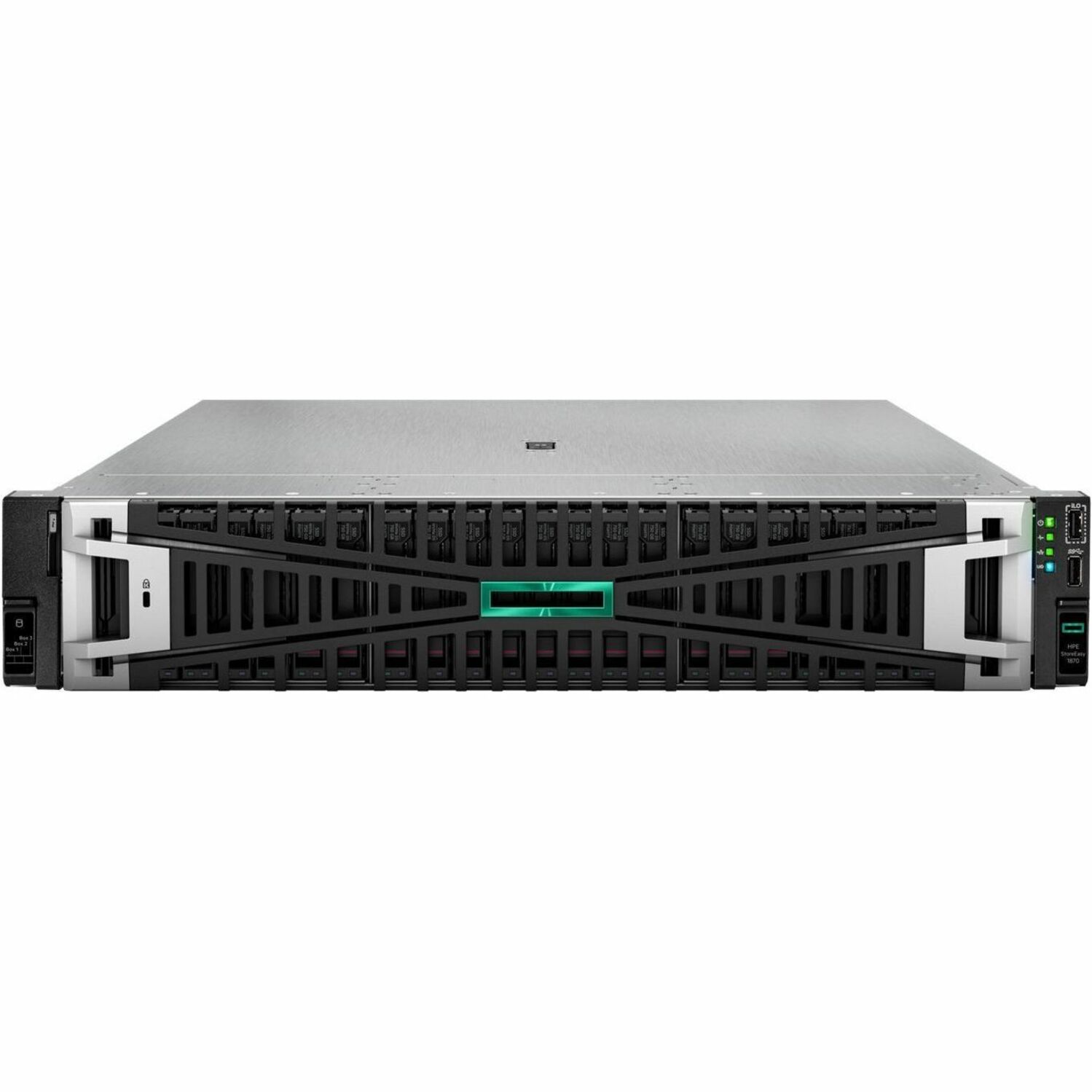 HPE StoreEasy 1870 Performance Storage with Microsoft Windows Server IoT 2022 - 1 Xeon Gold Hexadeca-core (16 Core) 2 GHz - 76.80 TB Supported HDD Capacity - 32 GB RAM DDR5 SDRAM - RAID Supported - 24 x Total Bays - 24 x 2.5" Bay - 3 x Total Slot(s) - 10 Gigabit Ethernet - Network (RJ-45) - Windows Server IoT 2022 - CIFS/SMB, SMB 2.0, SMB 2.1, SMB 3.0, SMB 3.0.2, SMB 3.1.1, NFSv2, NFSv3, NFSv4.1, WEBDAV, HTTP, ... - 2U - Rack-mountable