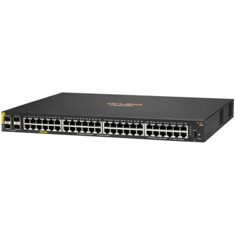 HPE CX 6100 Ethernet Switch - 48 Ports - Manageable - Gigabit Ethernet, 10 Gigabit Ethernet - 10/100/1000Base-T, 10GBase-X - 2 Layer Supported - Modular - 740 W PoE Budget - Twisted Pair, Optical Fiber - PoE Ports - 1U - Rack-mountable - Lifetime Limited Warranty