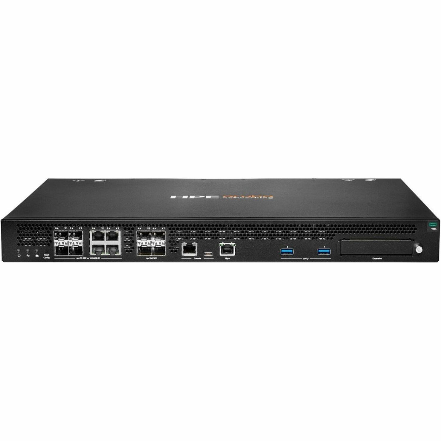 HPE 9114 Router - 4 Ports - 4 RJ-45 Port(s) - Management Port - 8 SFP+ Slots, SFP (mini-GBIC) Slots - 10 Gigabit Ethernet - 1U - Rack-mountable - 1 Year