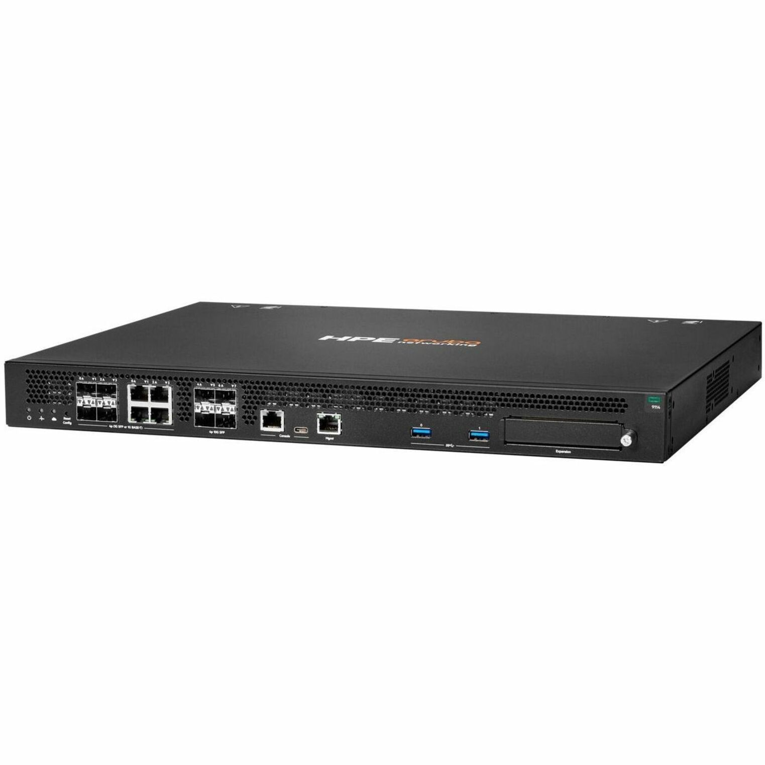 Aruba 9114 Router - 4 Ports - 4 RJ-45 Port(s) - Management Port - 8 SFP+ Slots, SFP (mini-GBIC) Slots - 10 Gigabit Ethernet - 1U - Rack-mountable - 1 Year - TAA Compliant