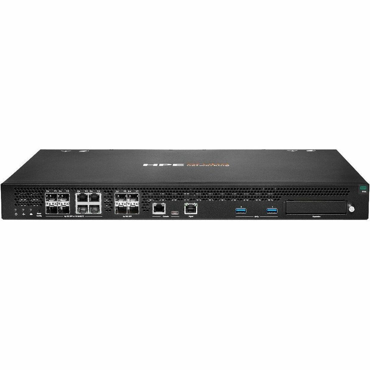 HPE 9114 Router - 4 Ports - 4 RJ-45 Port(s) - Management Port - 8 SFP+ Slots, SFP (mini-GBIC) Slots - 10 Gigabit Ethernet - 1U - Rack-mountable - 1 Year