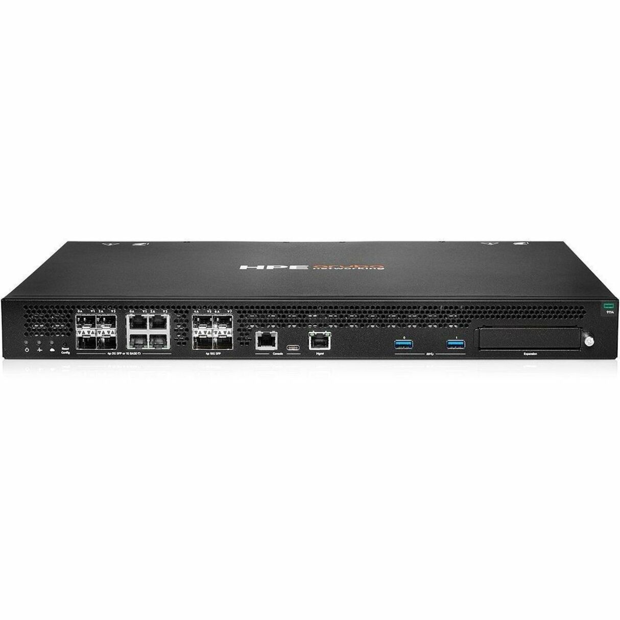 HPE 9114 Router - 4 Ports - 4 RJ-45 Port(s) - 8 SFP+ Slots, SFP (mini-GBIC) Slots - 10 Gigabit Ethernet - Rack-mountable