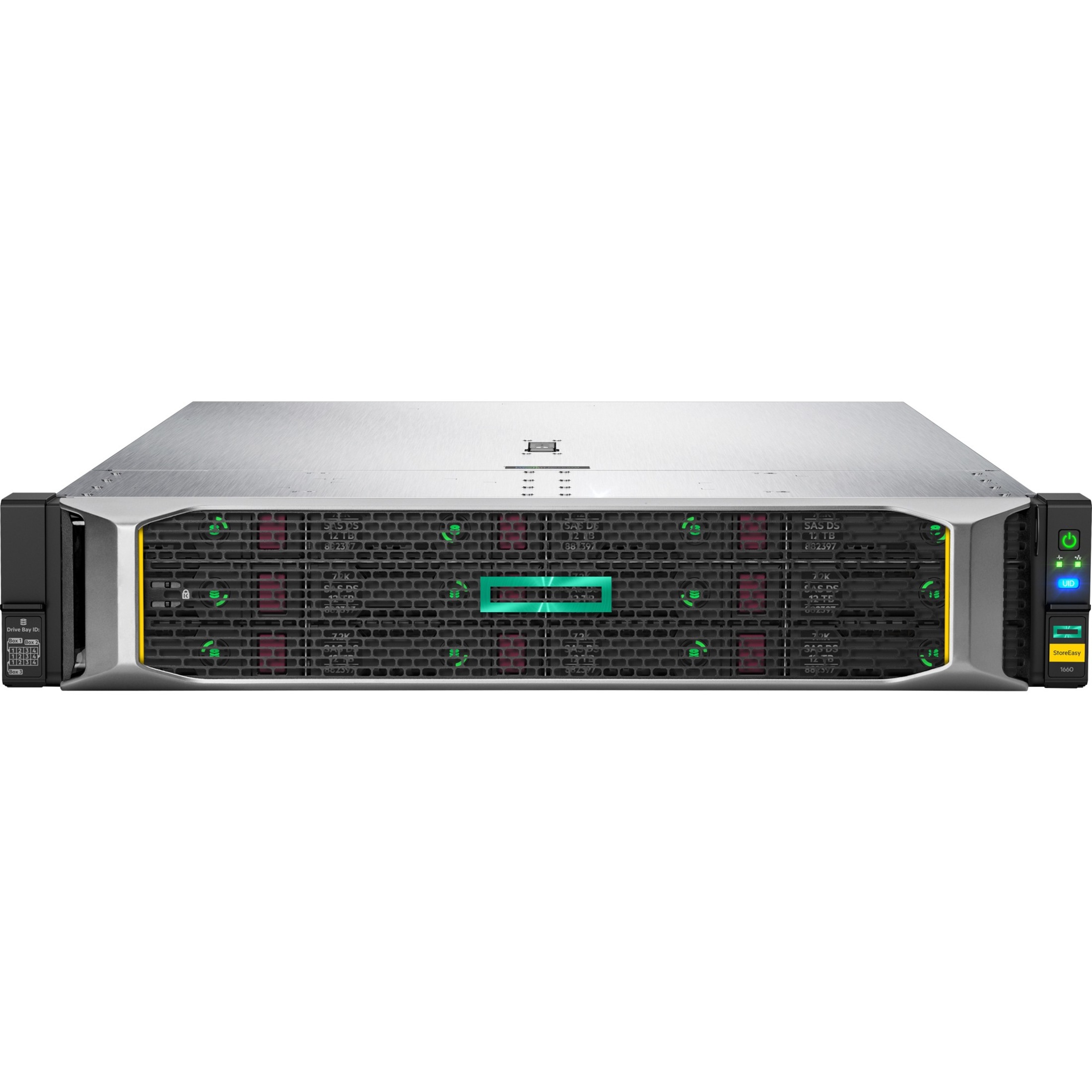 HPE StoreEasy 1660 64TB SAS Storage with Microsoft Windows Server IoT 2019 - RefurbishedIntel Xeon Silver 4309Y - 12 x HDD Supported - 8 x HDD Installed - 64 TB Installed HDD Capacity - 12Gb/s SAS - 16 GB RAM - Serial Attached SCSI (SAS) Controller - RAID Supported - 12 x Total Bays - 12 x 3.5" Bay - Gigabit Ethernet - Network (RJ-45) - Windows Server IoT 2019 - SMB, NFS, iSCSI, FTP, FTPS, HTTP, HTTPS - 2U - Rack-mountable