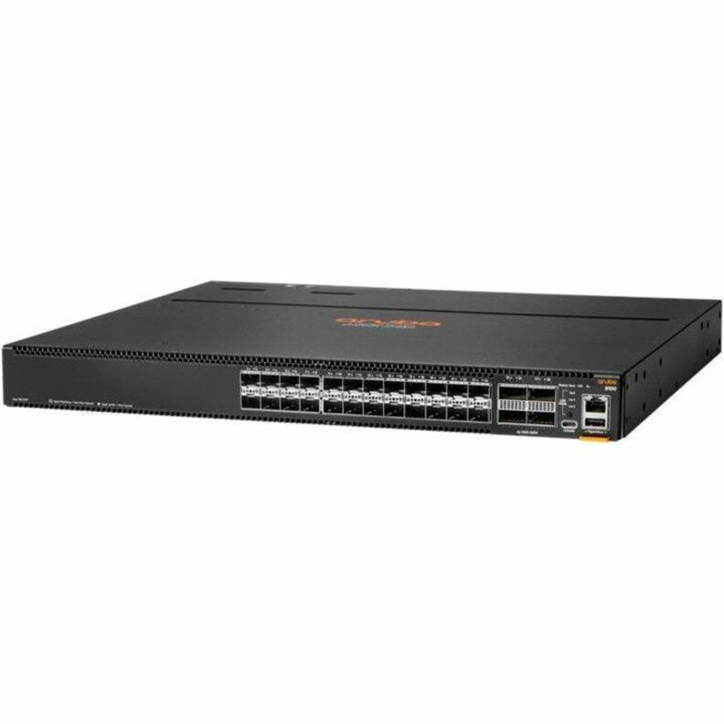 HPE Networking CX 8100 24x10G SFP+ 4x40/100G QSFP28 FB Airflow 3Fan 2AC PSU Switch Bdl - Manageable - Gigabit Ethernet, 10 Gigabit Ethernet, 40 Gigabit Ethernet, 100 Gigabit Ethernet - 1000Base-X, 10GBase-X, 40GBase-X, 100GBase-X - 3 Layer Supported - 375 W Power Consumption - Optical Fiber - Black - 1U - Rack-mountable - Lifetime Limited Warranty
