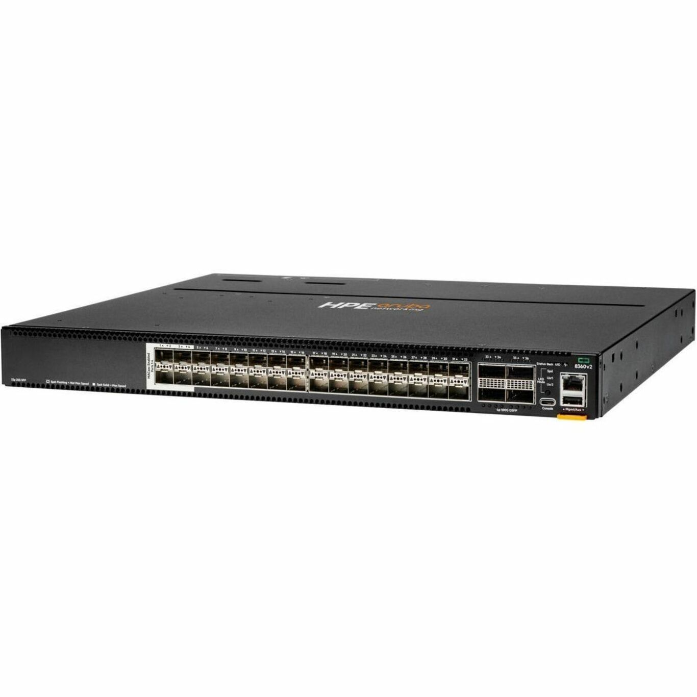 Aruba CX 8360-32Y4C v2 Ethernet Switch - Manageable - 25 Gigabit Ethernet, 100 Gigabit Ethernet - 25GBase-X, 100GBase-X - 3 Layer Supported - Modular - 425 W Power Consumption - Optical Fiber - 1U - Rack-mountable, Cabinet Mount, Surface Mount - Lifetime Limited Warranty - TAA Compliant