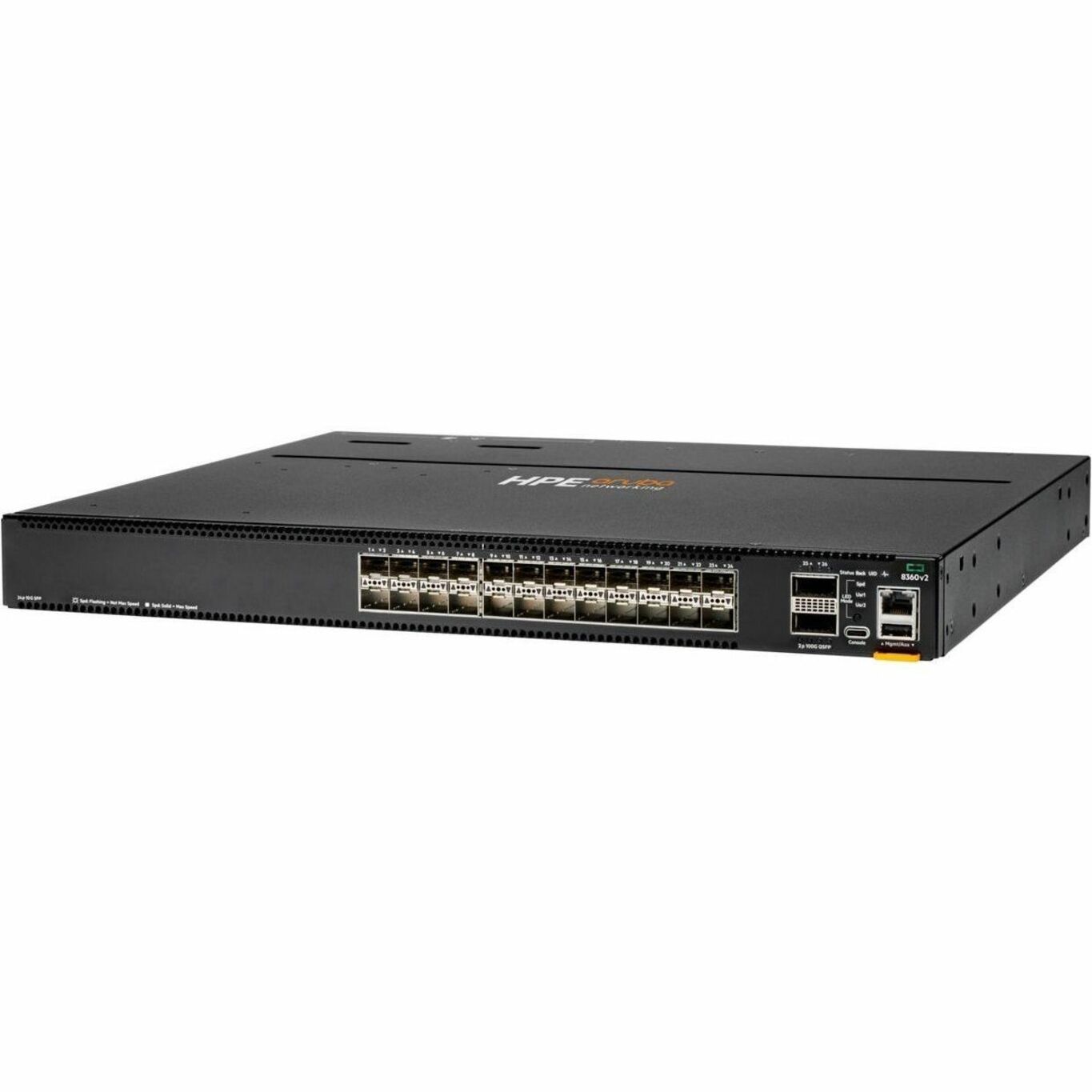 HPE 8360-24XF2C v2 Ethernet Switch - Manageable - 10 Gigabit Ethernet, 100 Gigabit Ethernet - 10GBase-X, 100GBase-X - 3 Layer Supported - Modular - 375 W Power Consumption - Optical Fiber - 1U - Rack-mountable, Cabinet Mount, Surface Mount