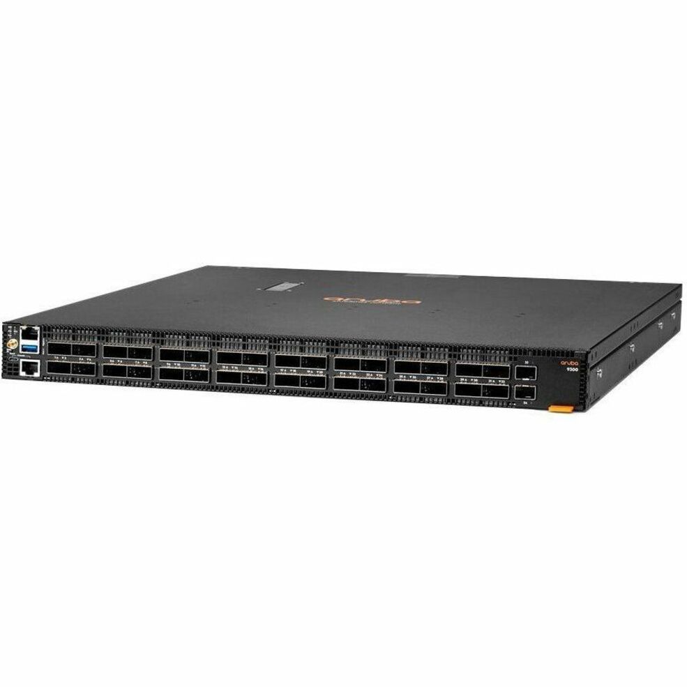 HPE 9300 9300-32D Layer 3 Switch - Manageable - 100 Gigabit Ethernet, 200 Gigabit Ethernet, 400 Gigabit Ethernet, 10 Gigabit Ethernet - 10GBase-X, 20GBase-X, 40GBase-X - 3 Layer Supported - 615 W Power Consumption - Optical Fiber, Twisted Pair - Black - 1U - Rack-mountable - TAA Compliant