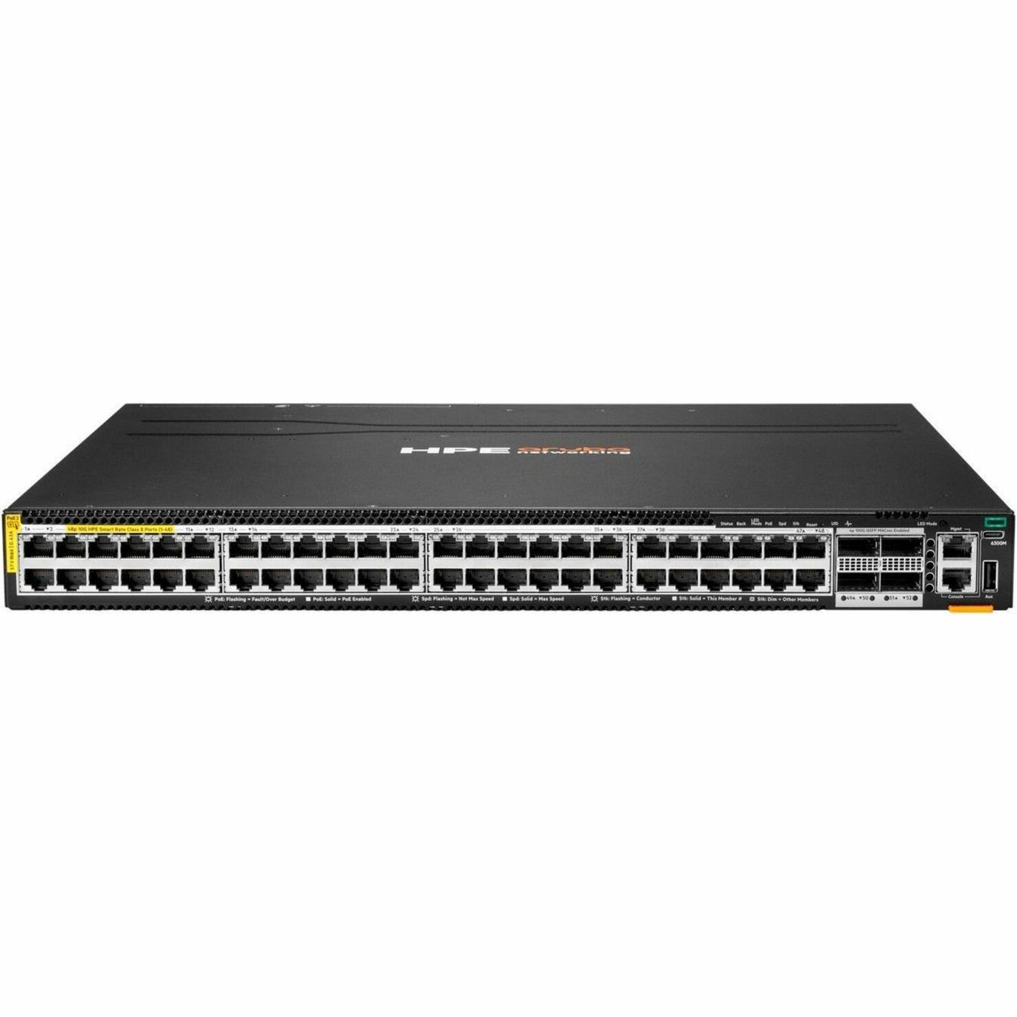 HPE CX 6300 Layer 3 Switch - 48 Ports - Manageable - 10 Gigabit Ethernet, 100 Gigabit Ethernet - 10GBase-T, 100GBase-X - Refurbished - 3 Layer Supported - Modular - 4 SFP Slots - 2640 W PoE Budget - Optical Fiber, Twisted Pair - PoE Ports - 1U - Rack-mountable, Cabinet Mount, Surface Mount, Compact - TAA Compliant