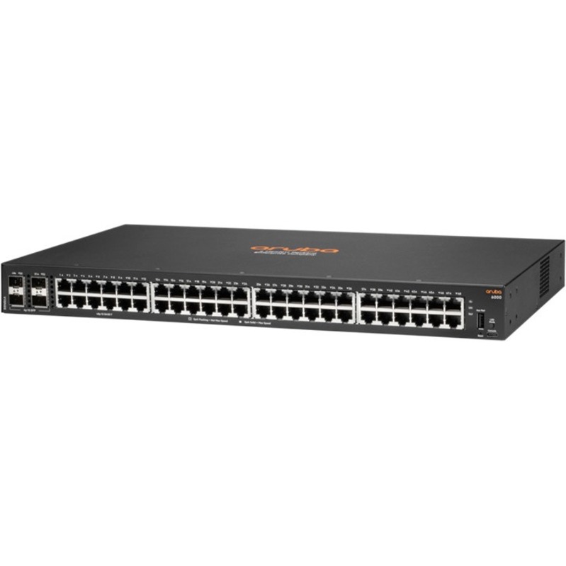 HPE 6000 48G 4SFP Switch - 48 Ports - Manageable - Gigabit Ethernet - 10/100/1000Base-T, 1000Base-X - 3 Layer Supported - Modular - 4 SFP Slots - 44.20 W Power Consumption - Optical Fiber, Twisted Pair - 1U - Rack-mountable, Cabinet Mount, Surface Mount, Wall Mountable