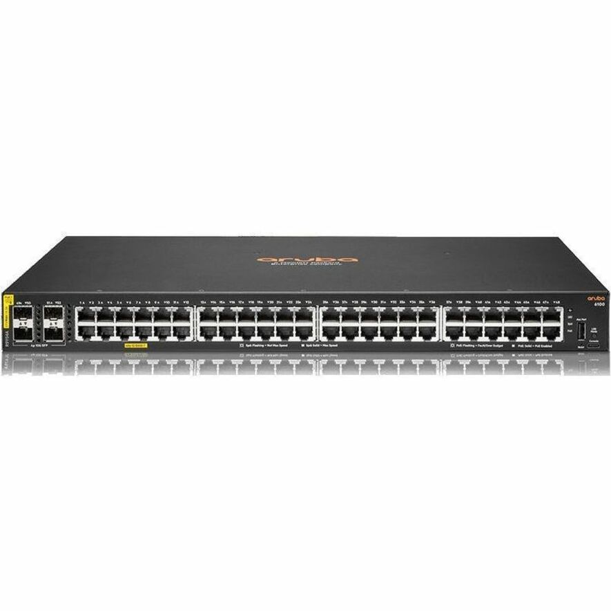 HPE CX 6100 Ethernet Switch - 48 Ports - Manageable - Gigabit Ethernet, 10 Gigabit Ethernet - 10/100/1000Base-T - 2 Layer Supported - Modular - 49.70 W Power Consumption - 740 W PoE Budget - Twisted Pair, Optical Fiber - PoE Ports - 1U - Rack-mountable, Compact