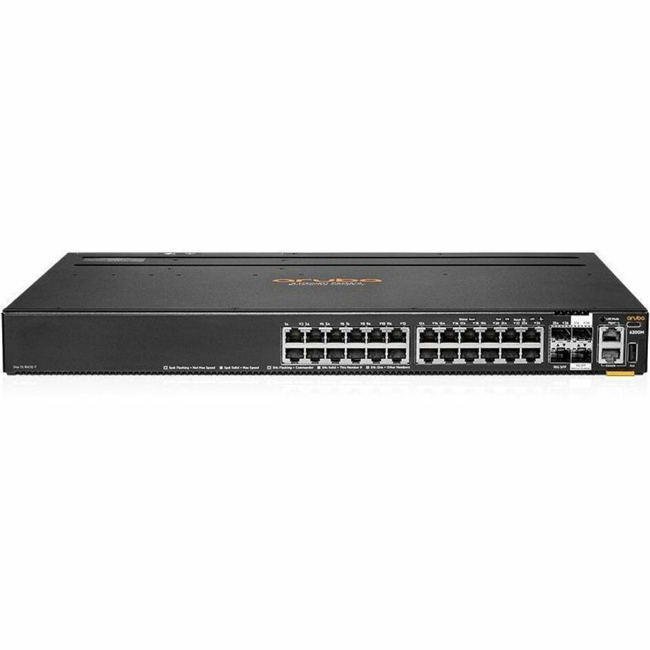HPE CX 6200 Ethernet Switch - 24 Ports - Manageable - Gigabit Ethernet - 10/100/1000Base-T, 1000Base-X - 3 Layer Supported - Modular - 4 SFP Slots - 59 W Power Consumption - Optical Fiber, Twisted Pair - 1U - Rack-mountable, Surface Mount, Cabinet Mount