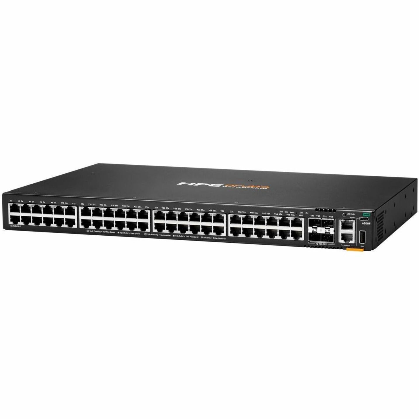Aruba CX 6200F 48G 4SFP+ Switch - 48 Ports - Manageable - Gigabit Ethernet, 10 Gigabit Ethernet - 10/100/1000Base-T, 10GBase-X, 1000Base-X - 3 Layer Supported - Modular - 68 W Power Consumption - 1440 W PoE Budget - Optical Fiber, Twisted Pair - PoE Ports - Lifetime Limited Warranty
