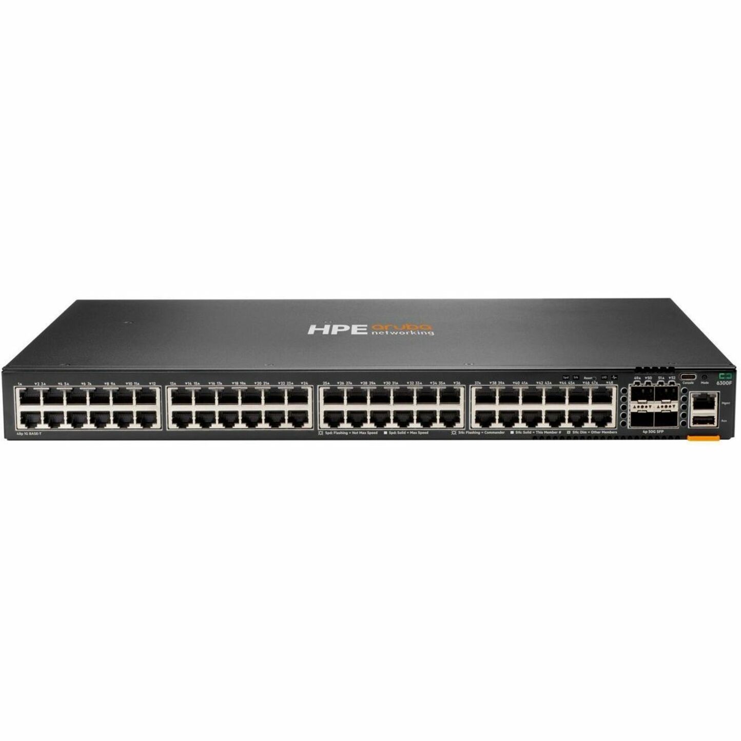 Aruba CX 6300 Ethernet Switch - 48 Ports - Manageable - Gigabit Ethernet, 50 Gigabit Ethernet, 10 Gigabit Ethernet, 25 Gigabit Ethernet - 10/100/1000Base-T, 1000Base-X, 10GBase-X, 25GBase-X, 50GBase-X - 3 Layer Supported - Twisted Pair, Optical Fiber - Rack-mountable - Lifetime Limited Warranty - TAA Compliant
