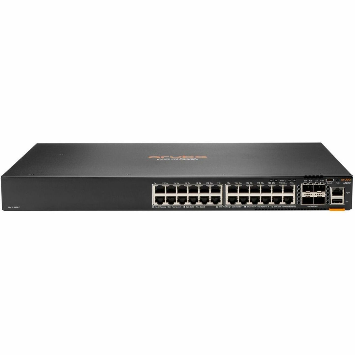 Aruba CX 6300 Ethernet Switch - 24 Ports - Manageable - Gigabit Ethernet, 50 Gigabit Ethernet - 10/100/1000Base-T, 50GBase-X - 3 Layer Supported - 2880 W PoE Budget - Twisted Pair, Optical Fiber - PoE Ports - Black - Rack-mountable - TAA Compliant