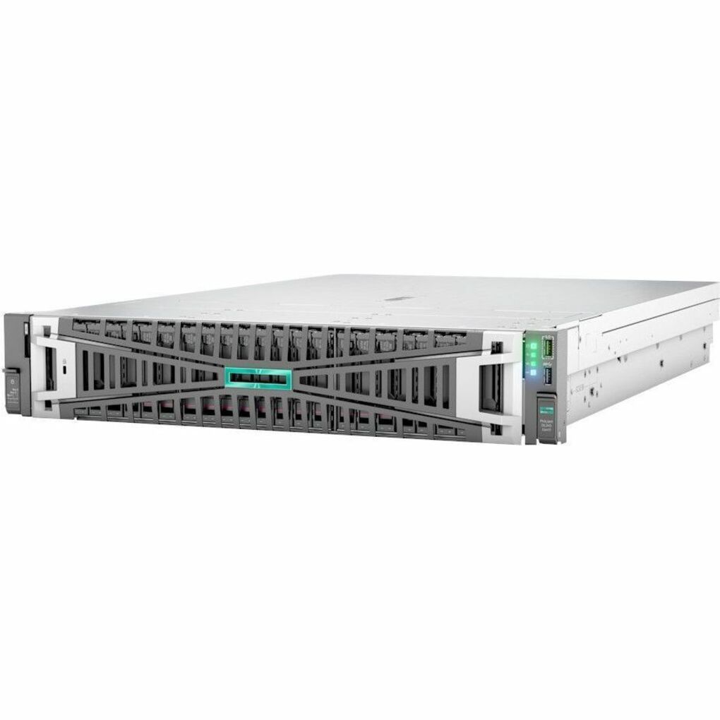 HPE SMART CHOICE ProLiant DL345 G11 2U Rack Server - 1 x AMD EPYC 9354P 3.25 GHz - 256 GB RAM - 3.84 TB SSD - (2 x 1.92TB) SSD Configuration - Serial ATA/600 Controller - AMD Chip - 1 Processor Support - 3 TB RAM Support - DDR5 SDRAM Up to 16 MB Graphic Card - Gigabit Ethernet - 8 x Total Bay(s) - 8 x SFF Bay(s) - Hot Swappable Bays - 2 x 800 W - Redundant Power Supply