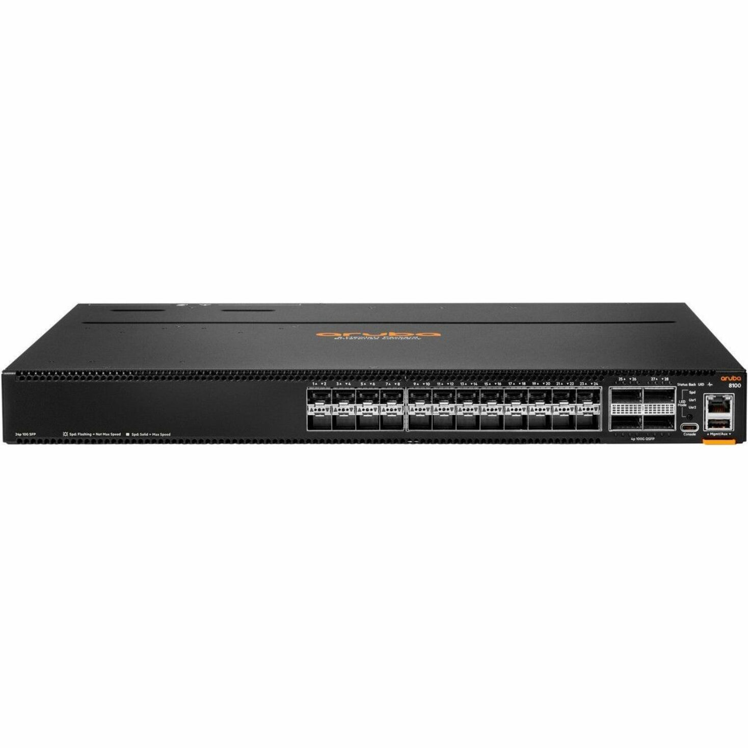 HPE CX 8100 24XF4C Ethernet Switch - Manageable - 10 Gigabit Ethernet, 100 Gigabit Ethernet, 40 Gigabit Ethernet - 10GBase-X, 100GBase-X, 40GBase-X - Refurbished - 3 Layer Supported - Modular - 375 W Power Consumption - Optical Fiber - PoE Ports - Surface Mount, Cabinet Mount, Rack-mountable