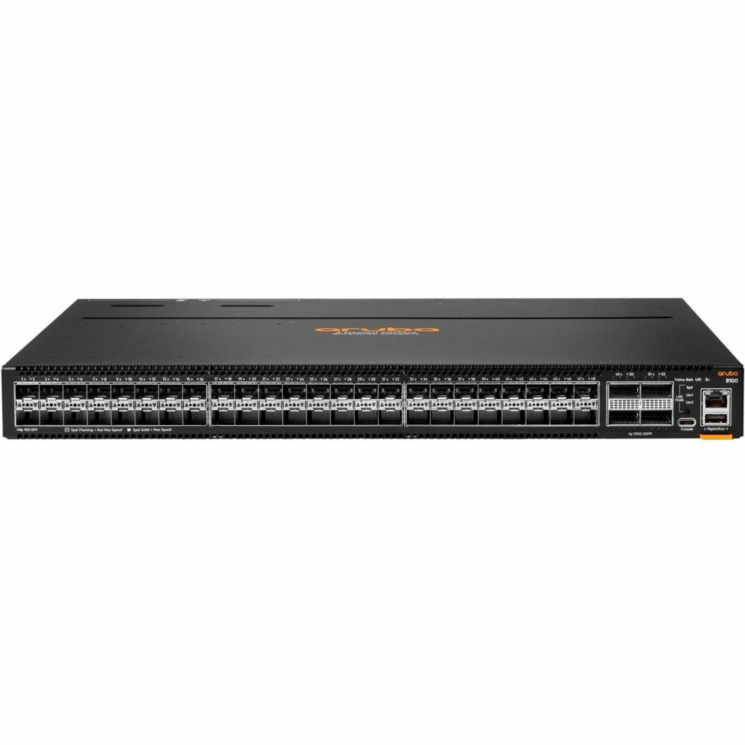 Aruba 8100 48XF4C 3 Fans, 2 AC Power Supplies - Manageable - 10 Gigabit Ethernet, 100 Gigabit Ethernet - 10GBase-X, 100GBase-X - Refurbished - 3 Layer Supported - Modular - 450 W Power Consumption - Optical Fiber - PoE Ports - Surface Mount, Cabinet Mount, Rack-mountable