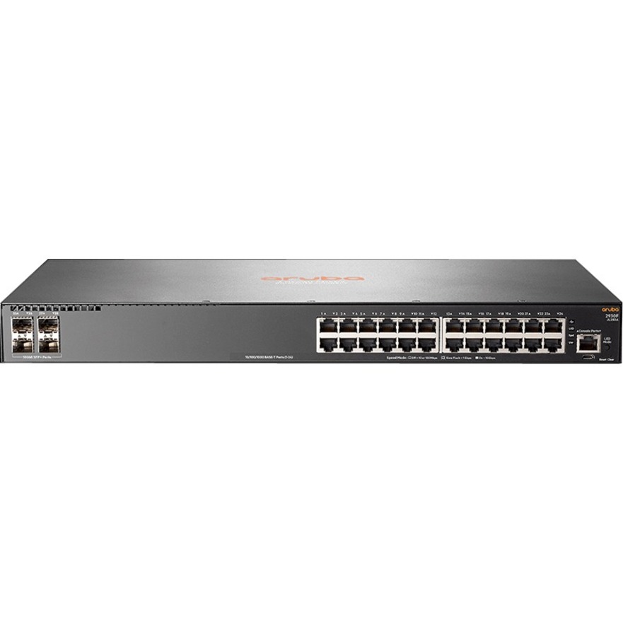 HPE 2930F 24G 4SFP+ Switch - 24 Ports - Manageable - Gigabit Ethernet, 10 Gigabit Ethernet - 10/100/1000Base-T, 10GBase-X - 3 Layer Supported - Modular - 29.30 W Power Consumption - Optical Fiber, Twisted Pair