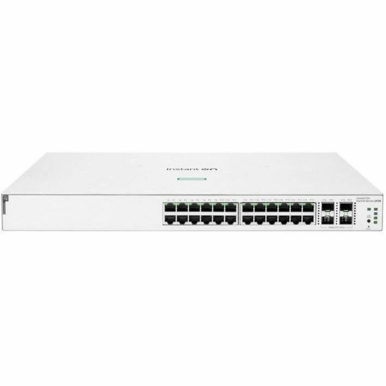 Aruba Networking Instant On Switch 24p Gigabit CL4 PoE 4p SFP+ 370W 1930 - 24 Ports - Manageable - Gigabit Ethernet, 10 Gigabit Ethernet - 10/100/1000Base-T, 10GBase-X - 2 Layer Supported - Modular - 490 W Power Consumption - 370 W PoE Budget - Optical Fiber, Twisted Pair - PoE Ports - 1U - Rack-mountable, Wall Mountable, Table Top, Cabinet Mount, Under Table - Lifetime Limited Warranty
