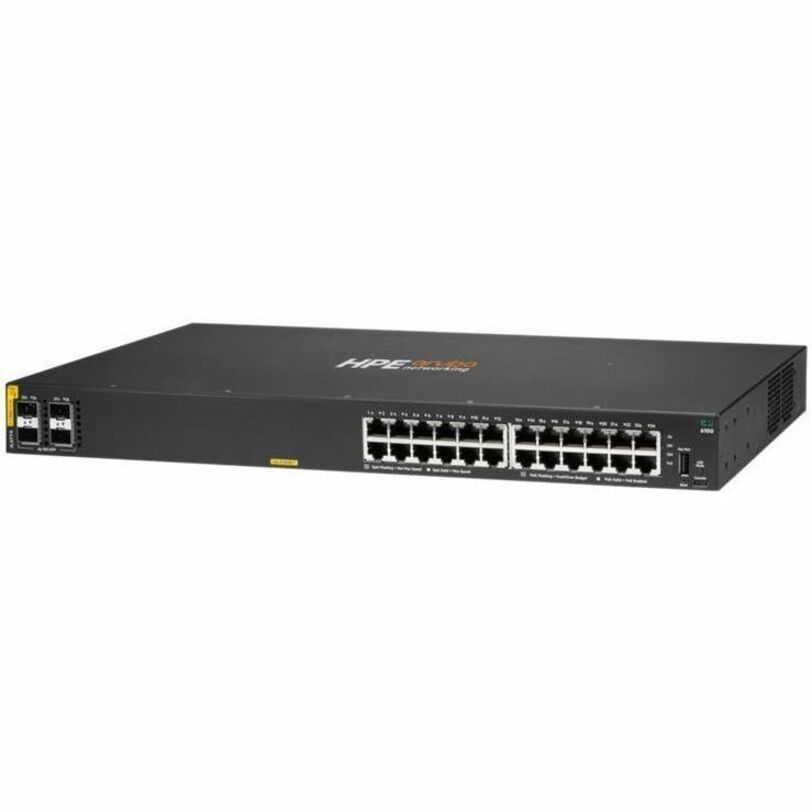 HPE CX 6100 24G Class4 PoE 4SFP+ 370W Switch - 24 Ports - Gigabit Ethernet, 10 Gigabit Ethernet - 10/100/1000Base-T, 10GBase-X - Refurbished - 3 Layer Supported - Modular - 32.70 W Power Consumption - 370 W PoE Budget - Twisted Pair, Optical Fiber - PoE Ports - 1U - Rack-mountable, Wall Mountable