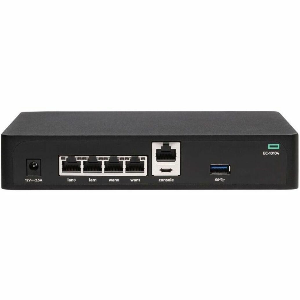 Aruba EdgeConnect 10104 Router - 4 Ports - 2 RJ-45 Port(s) - 2 WAN Port(s) - Management Port - Gigabit Ethernet - IEEE 802.1Q, IEEE 802.3i, IEEE 802.3u, IEEE 802.3ab - 1U - Tabletop, Wall Mountable, Rack-mountable - TAA Compliant