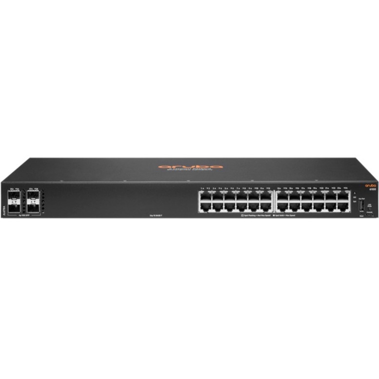HPE 6100 24G 4SFP+ Switch - 24 Ports - Gigabit Ethernet, 10 Gigabit Ethernet - 10/100/1000Base-T, 10GBase-X - Refurbished - 3 Layer Supported - Modular - 33 W Power Consumption - Twisted Pair, Optical Fiber - 1U - Rack-mountable, Wall Mountable