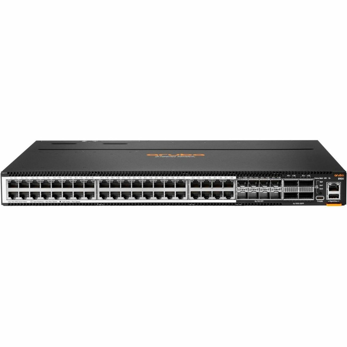HPE 8100 48XF4C Ethernet Switch - 40 Ports - Manageable - 10 Gigabit Ethernet, 100 Gigabit Ethernet - 10GBase-X, 100GBase-X, 10GBase-T, 5GBase-T, 2.5GBase-T, 40GBase-X - Refurbished - 3 Layer Supported - Modular - 500 W Power Consumption - Optical Fiber - PoE Ports - Surface Mount, Cabinet Mount, Rack-mountable