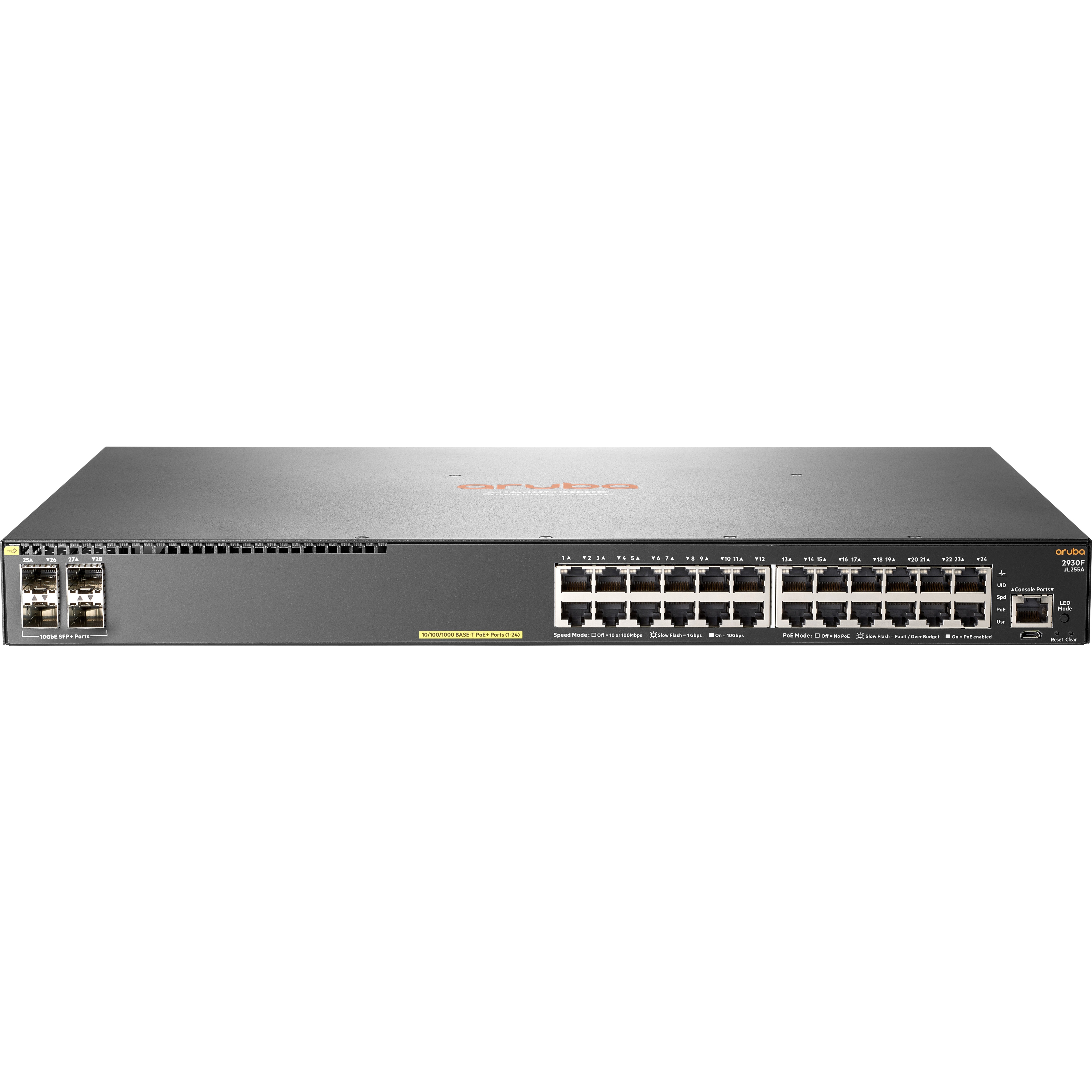 HPE Aruba 2930F 24G PoE+ 4SFP+ Switch - 24 Ports - Manageable - 10 Gigabit Ethernet, Gigabit Ethernet - 10/100/1000Base-T, 10