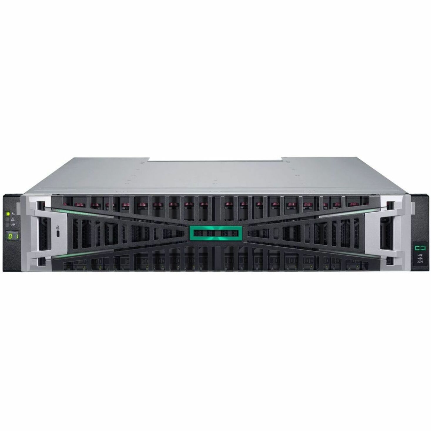 HPE MSA 2070 SAN Storage System - 24 x HDD Supported - 0 x HDD Installed - 24 x SSD Supported - 12 x SSD Installed - 23.04 TB Total Installed SSD Capacity - Clustering Supported - 2 x 12Gb/s SAS Controller - RAID Supported - 0, 1, 5, 6, 10 RAID Levels - 24 x Total Bays - 24 x 2.5" Bay - Gigabit Ethernet - Network (RJ-45) - FCP, SNMP, SSH, SMTP, FTP, SFTP, HTTP, HTTPS, Telnet - 2U - Rack-mountable