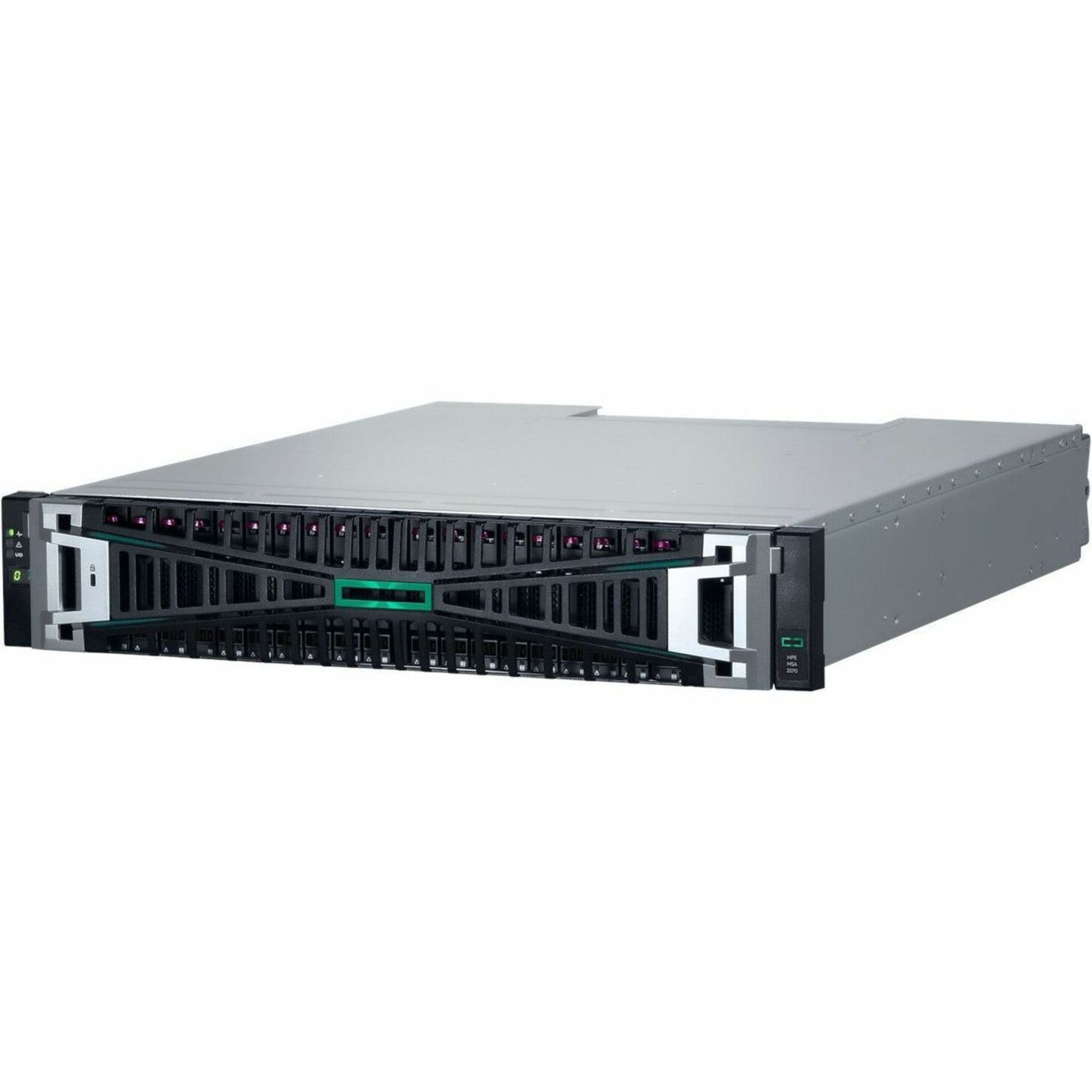 HPE MSA 2070 SAN Storage System - 24 x HDD Supported - 0 x HDD Installed - 24 x SSD Supported - 0 x SSD Installed - Clustering Supported - 2 x 12Gb/s SAS Controller - RAID Supported - 0, 1, 5, 6, 10 RAID Levels - 24 x Total Bays - 24 x 2.5" Bay - Gigabit Ethernet, 10 Gigabit Ethernet - Network (RJ-45) - SNMP, SSH, SMTP, FTP, SFTP, HTTP, HTTPS, Telnet, iSCSI, IPv4, IPv6 - 2U - Rack-mountable