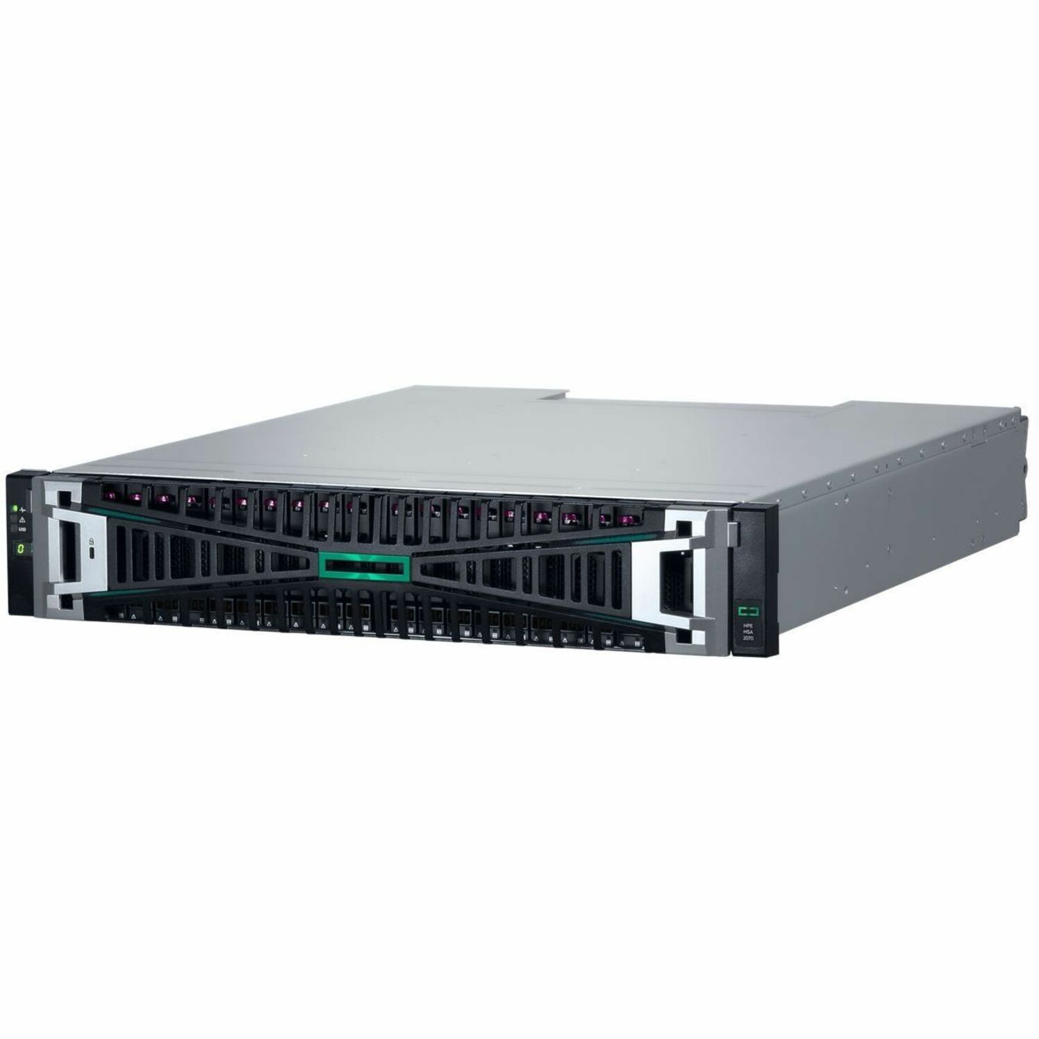 HPE MSA 2070 SAN Storage System - 24 x HDD Supported - 0 x HDD Installed - 24 x SSD Supported - 12 x SSD Installed - 46.08 TB Total Installed SSD Capacity - Clustering Supported - 2 x 12Gb/s SAS Controller - RAID Supported - 0, 1, 5, 6, 10 RAID Levels - 24 x Total Bays - 24 x 2.5" Bay - Gigabit Ethernet - Network (RJ-45) - FCP, SNMP, SSH, SMTP, FTP, SFTP, HTTP, HTTPS, Telnet - 2U - Rack-mountable