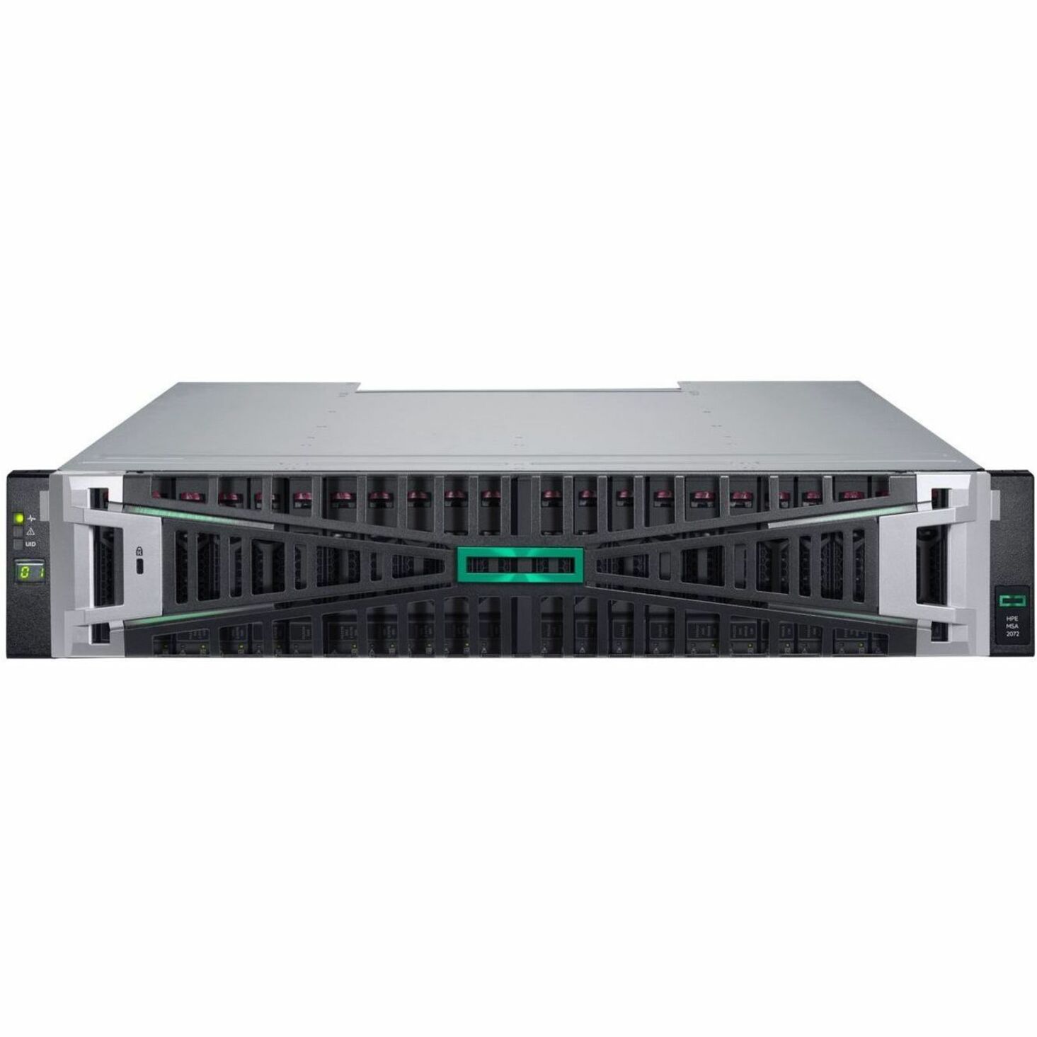 HPE MSA 2070 SAN Storage System - 24 x HDD Supported - 0 x HDD Installed - 24 x SSD Supported - 2 x SSD Installed - 3.84 TB Total Installed SSD Capacity - Clustering Supported - 2 x 12Gb/s SAS Controller - RAID Supported - 0, 1, 5, 6, 10 RAID Levels - 24 x Total Bays - 24 x 2.5" Bay - Gigabit Ethernet, 10 Gigabit Ethernet, 25 Gigabit Ethernet - Network (RJ-45) - SNMP, SSH, SMTP, FTP, SFTP, HTTP, HTTPS, Telnet, iSCSI, IPv4, IPv6 - 2U - Rack-mountable