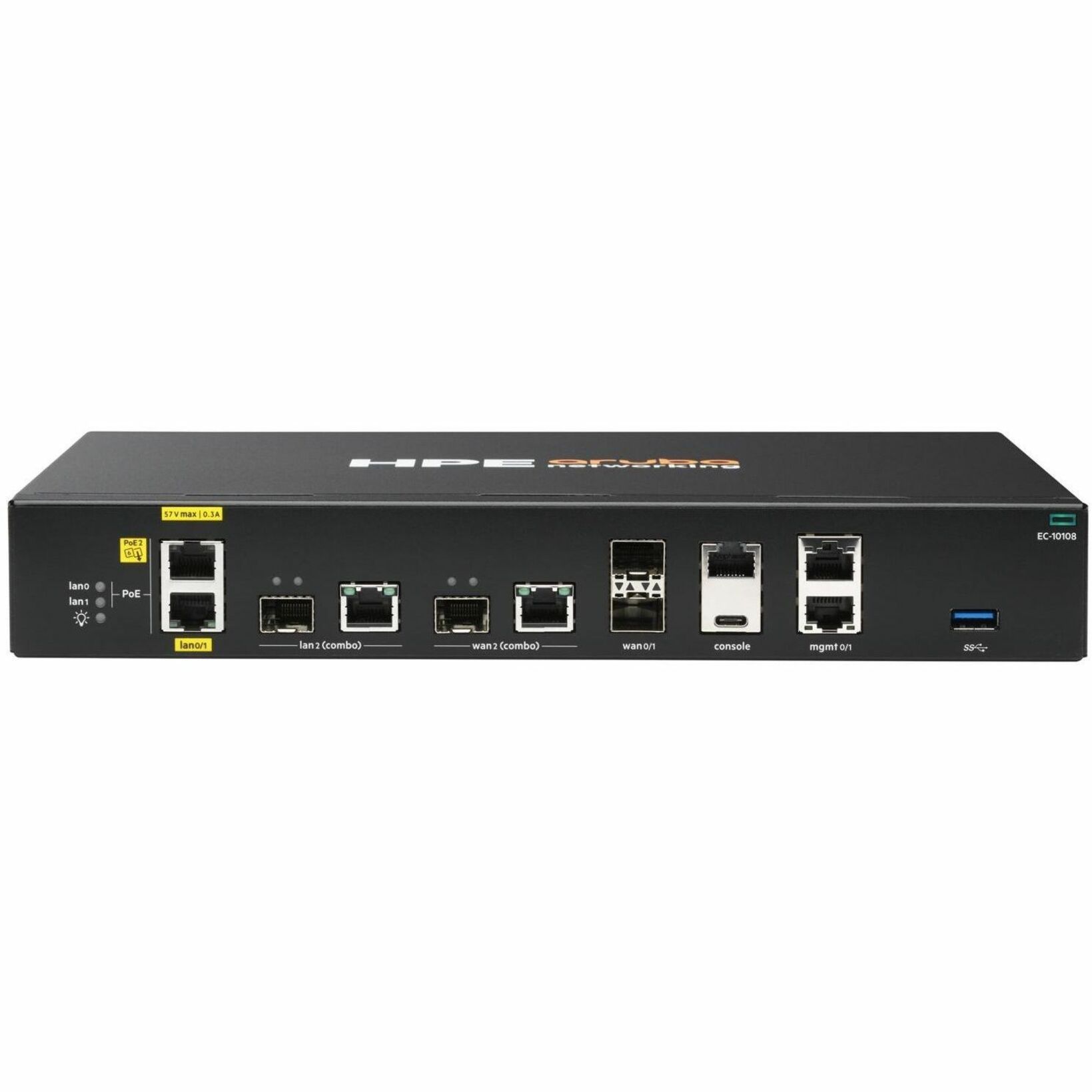 Aruba Router - 4 Ports - 4 RJ-45 Port(s) - PoE Ports - Management Port - 4 SFP+ Slots, SFP Slots - 10 Gigabit Ethernet