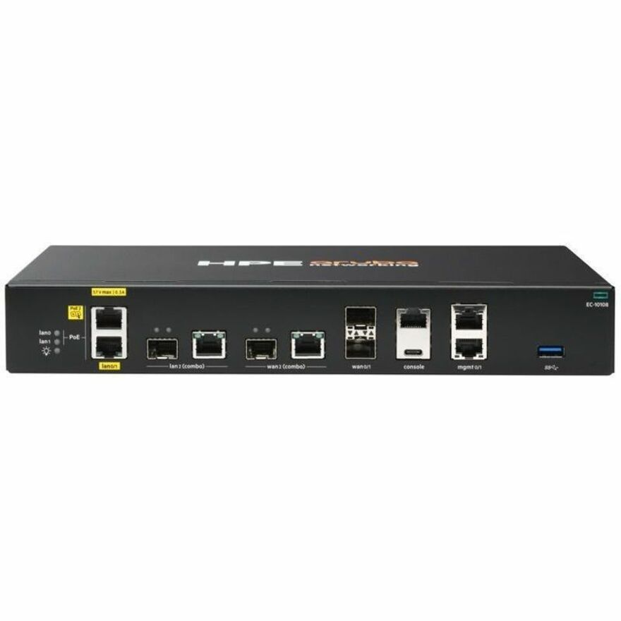 Aruba EdgeConnect 10108Router - 4 Ports - 4 RJ-45 Port(s) - PoE Ports - Management Port - 4 SFP+ Slots, SFP Slots - 10 Gigabit Ethernet