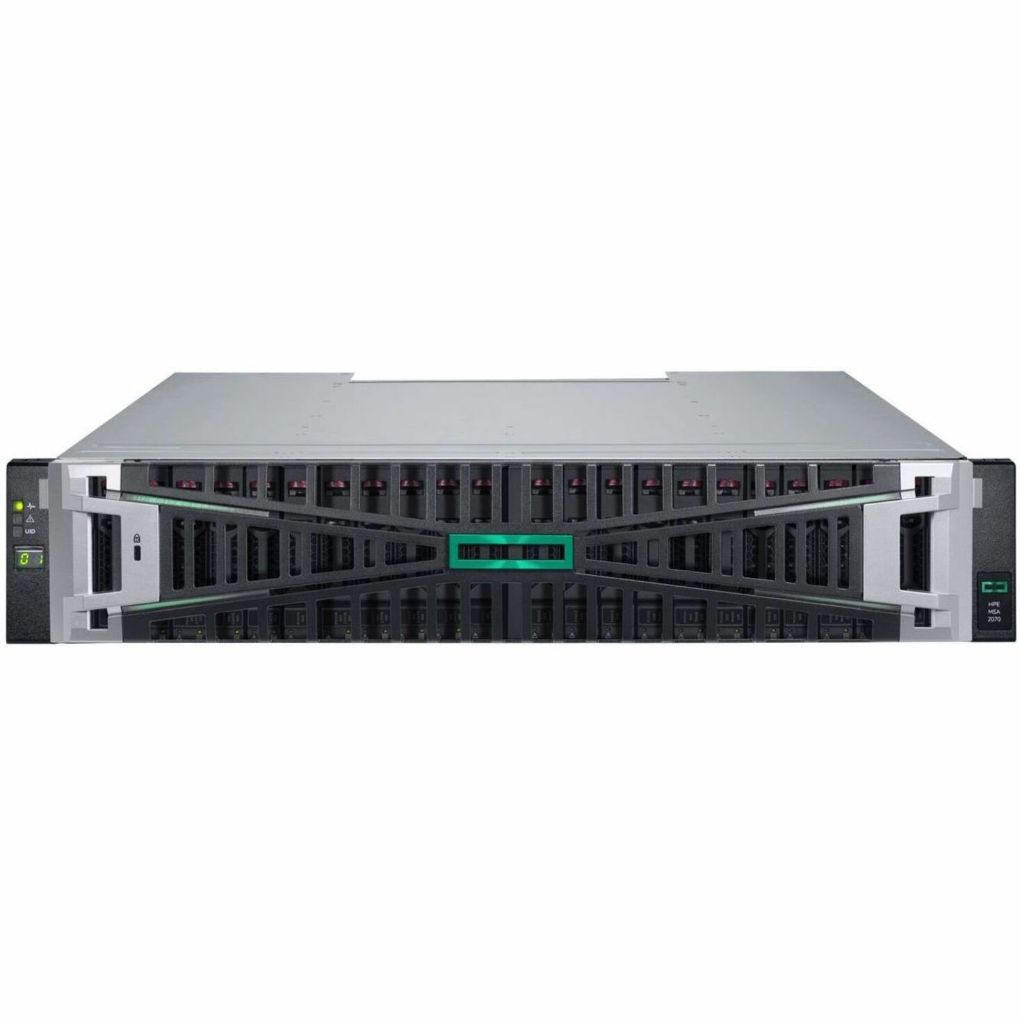 HPE MSA 2070 32Gb Fibre Channel SFF 23TB Flash Bundle - 24 x HDD Supported - 0 x HDD Installed - 24 x SSD Supported - 12 x SSD Installed - 23.04 TB Total Installed SSD Capacity - Clustering Supported - 2 x 12Gb/s SAS Controller - RAID Supported - 0, 1, 5, 6, 10 RAID Levels - 24 x Total Bays - 24 x 2.5" Bay - Gigabit Ethernet - Network (RJ-45) - FCP, SNMP, SSH, SMTP, FTP, SFTP, HTTP, HTTPS, Telnet - 2U - Rack-mountable - TAA Compliant