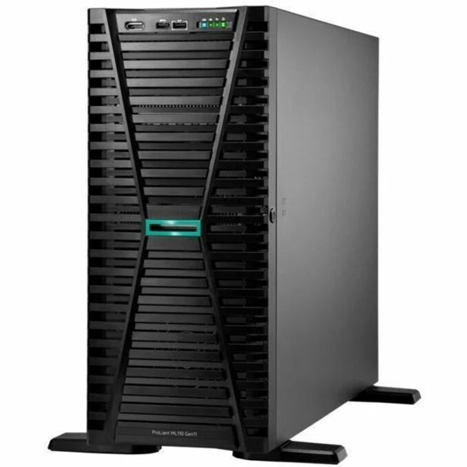 HPE ProLiant ML110 G11 4.5U Tower Server - 1 x Intel Xeon Gold 5416S 2 GHz - 64 GB RAM - 1.92 TB SSD - (2 x 960GB) SSD Configuration - NVMe, Serial ATA/600, 12Gb/s SAS Controller - Intel C741 Chip - 1 Processor Support - 1 TB RAM Support - DDR5 SDRAM - 0, 1, 5, 6, 10, 50, 60 RAID Levels Up to 16 MB Graphic Card - Gigabit Ethernet - 8 x Total Bay(s) - 8 x SFF Bay(s) - Hot Swappable Bays - 2 x 800 W - Redundant Power Supply