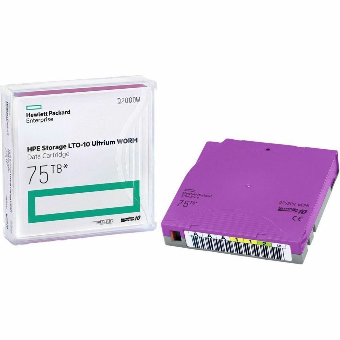 HPE Storage LTO-10 Ultrium 75TB WORM Custom Labeled 20 Data Cartridges with Cases - LTO-10 - Rewritable - 15104 Tracks - 30 TB (Native) / 75 TB (Compressed) - 3395.67 ft Tape Length - 419.43 MB/s Native Data Transfer Rate - 20 Pack - Purple