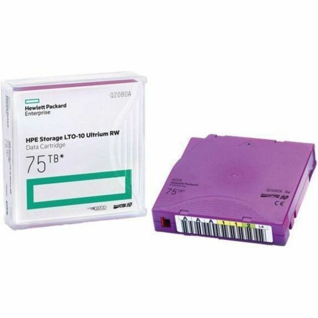HPE Storage LTO-10 Ultrium 75TB RW Custom Labeled 20 Data Cartridges with Cases - LTO-10 - Rewritable - 15104 Tracks - 30 TB (Native) / 75 TB (Compressed) - 3395.67 ft Tape Length - 419.43 MB/s Native Data Transfer Rate - 20 Pack - Purple