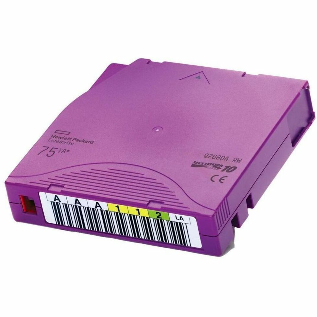 HPE Storage LTO-10 Ultrium 75TB RW Custom Labeled Library Pack 20 Data Cartridges without Cases - LTO-10 - Rewritable - 15104 Tracks - 30 TB (Native) / 75 TB (Compressed) - 3395.67 ft Tape Length - 419.43 MB/s Native Data Transfer Rate - 20 Pack - Purple