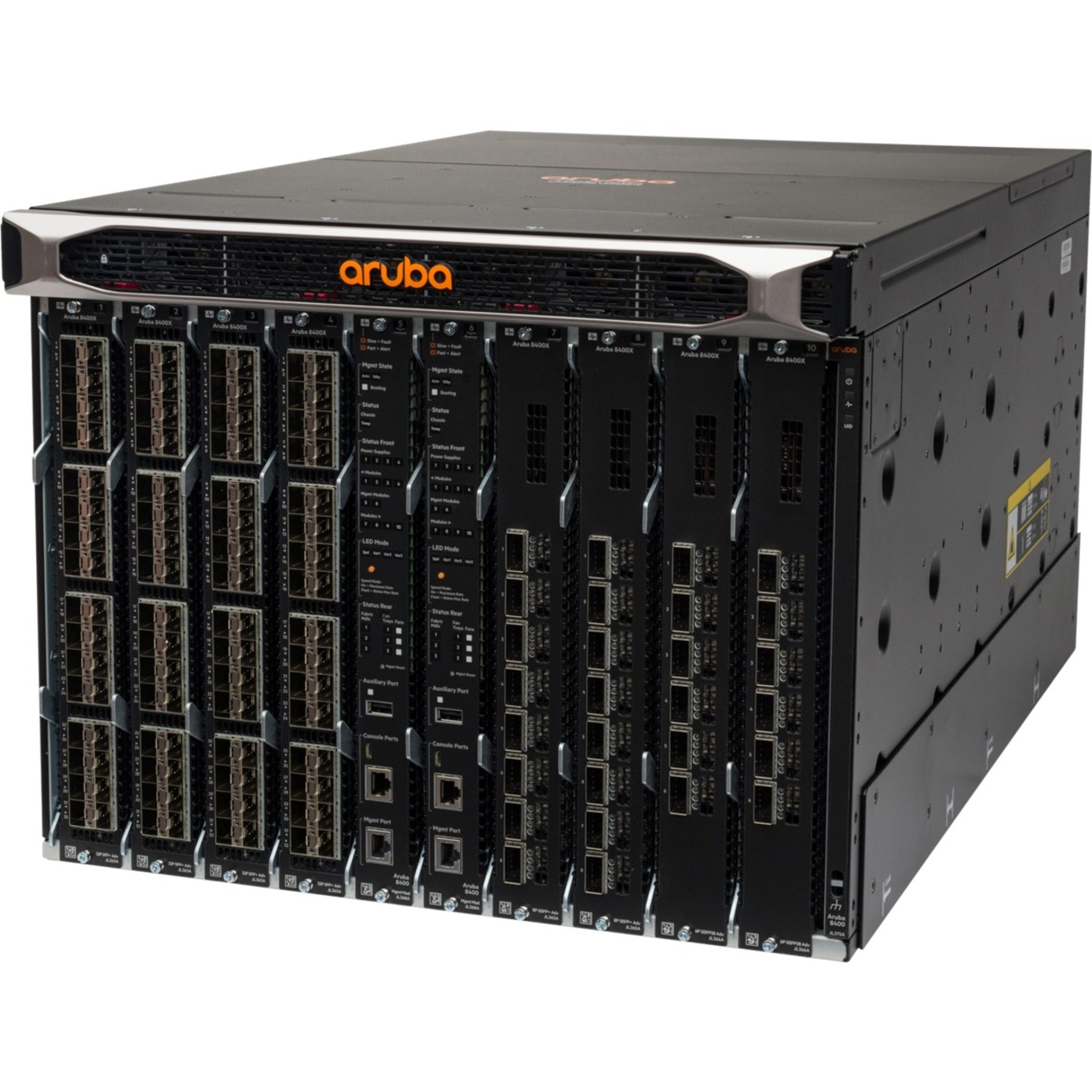 HPE 8400 8-slot Chassis - Manageable - 10 Gigabit Ethernet, 40 Gigabit Ethernet, 100 Gigabit Ethernet - 10GBase-X, 40GBase-X, 100GBase-X - 3 Layer Supported - Modular - Optical Fiber - 8U - Rack-mountable, Rail-mountable, Surface Mount