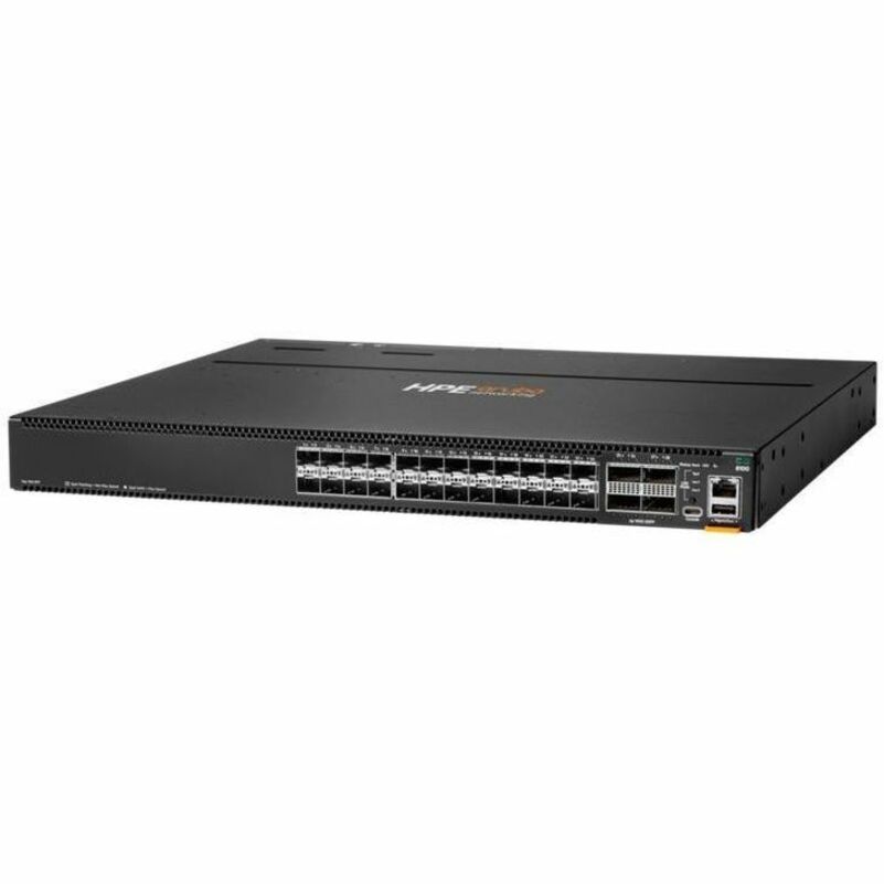 Aruba CX 8100 24XF4C Ethernet Switch - Manageable - 10 Gigabit Ethernet, 100 Gigabit Ethernet, 40 Gigabit Ethernet - 10GBase-X, 100GBase-X, 40GBase-X - 3 Layer Supported - Modular - 375 W Power Consumption - Optical Fiber - PoE Ports - Black - 1U - Surface Mount, Cabinet Mount, Rack-mountable, Compact
