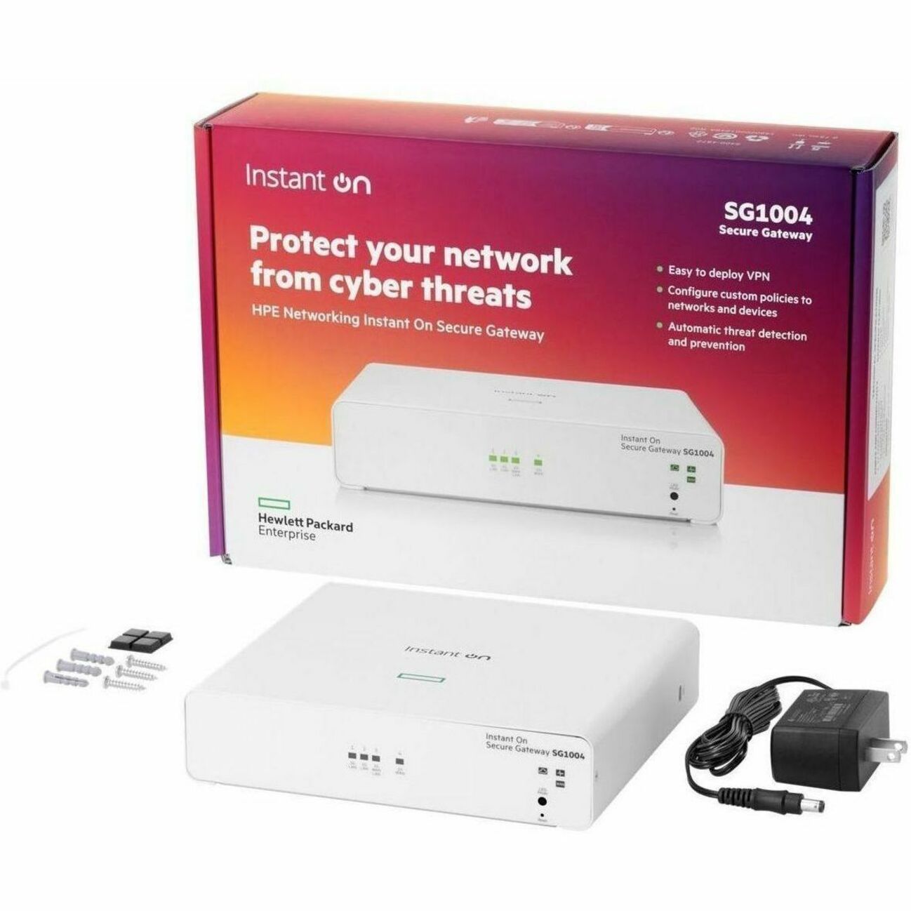 Aruba Networking Instant On Secure Gateway 4-port Gigabit SG1004 (S0G33A) - 4 Ports - 3 RJ-45 Port(s) - 1 WAN Port(s) - Gigabit Ethernet - Tabletop, Wall Mountable - 2 Year