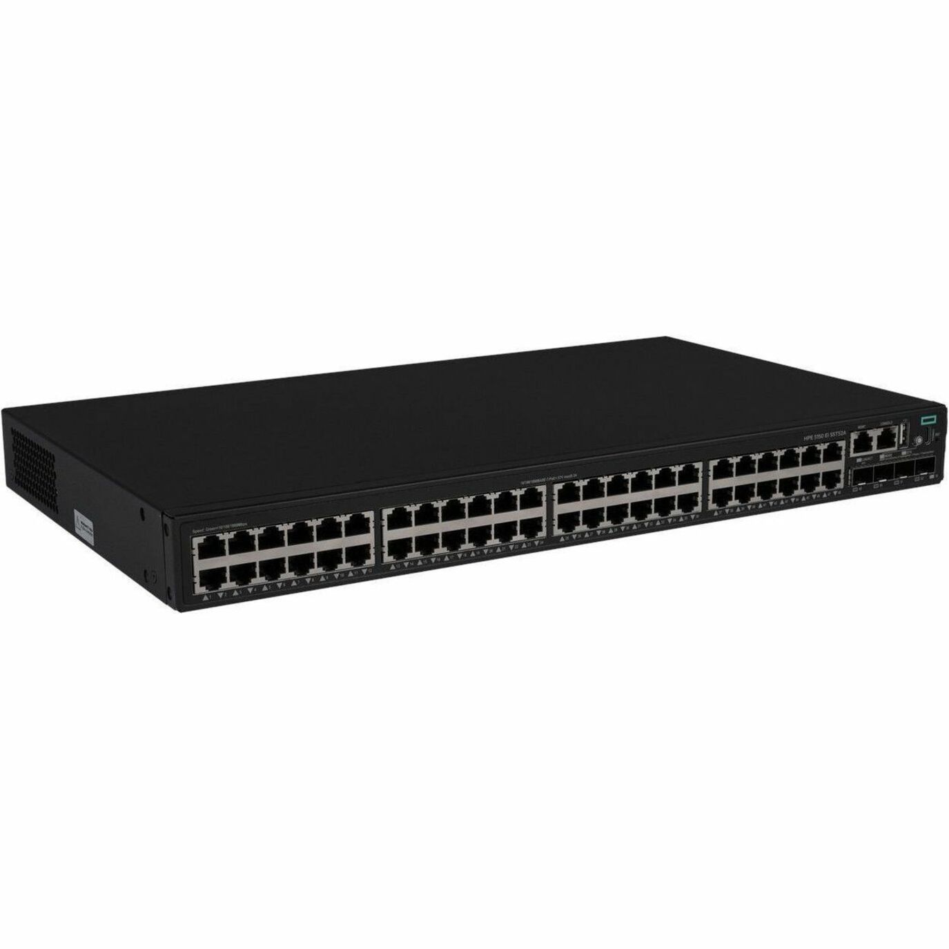 HPE Comware Switch 48p 10M/100M/1G PoE+ 4p SFP+ 1G/10G 5150EI - 48 Ports - Manageable - Gigabit Ethernet, 10 Gigabit Ethernet - 10/100/1000Base-T, 1000Base-X, 10GBase-X - 4 Layer Supported - 969 W Power Consumption - 770 W PoE Budget - Twisted Pair, Optical Fiber - PoE Ports - Lifetime Limited Warranty