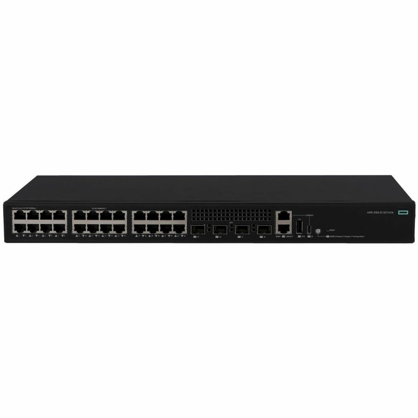 HPE Comware Switch 24p 10M/100M/1G 4p SFP+ 1G/10G 5150EI - 24 Ports - Manageable - Gigabit Ethernet, 10 Gigabit Ethernet - 10/100/1000Base-T, 10GBase-X, 1000Base-X - 3 Layer Supported - 21 W Power Consumption - Twisted Pair, Optical Fiber - Lifetime Limited Warranty