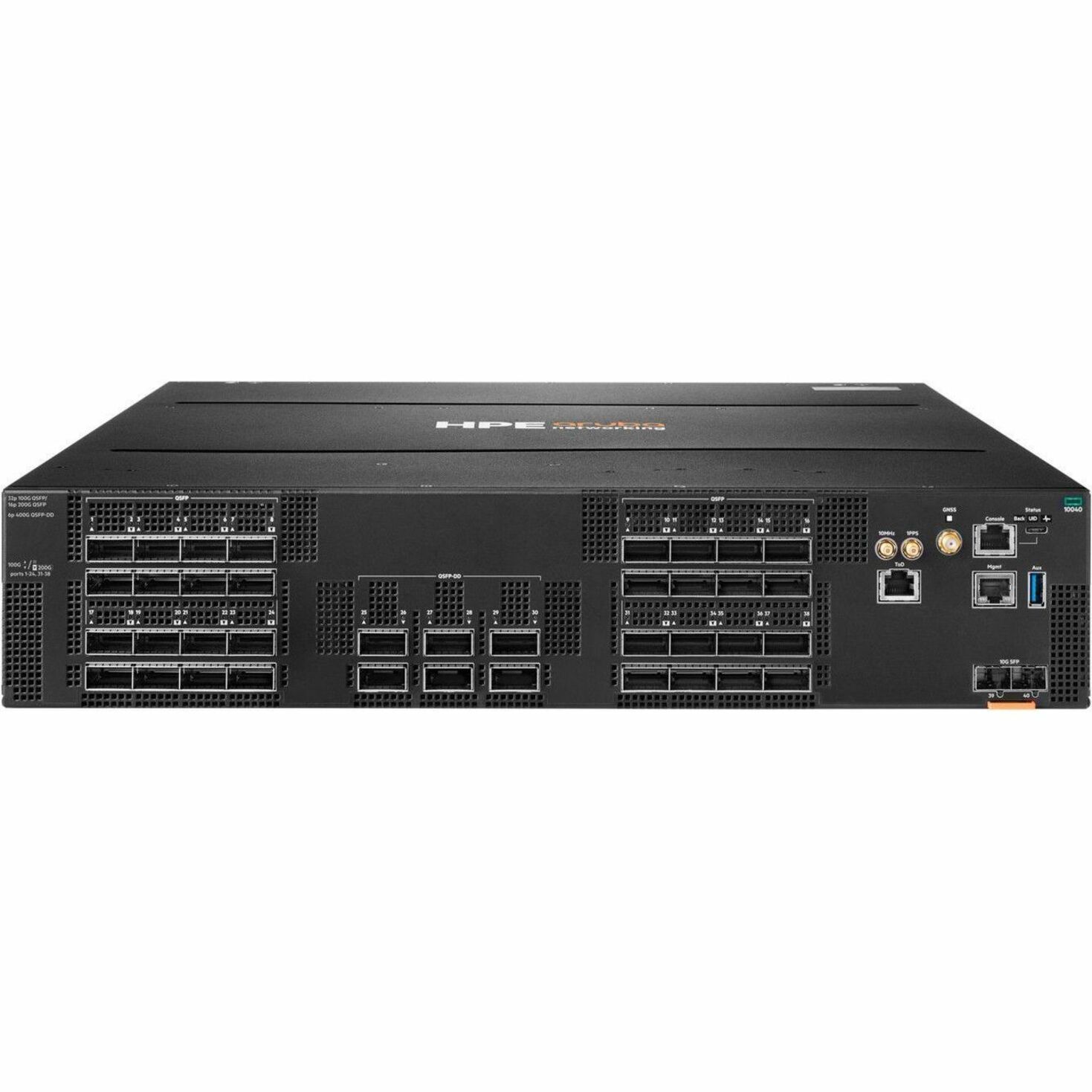 Aruba CX 10040 32p QSFP28 100G 6p QSFP-DD 400G Back-to-Front 4xFan 2xPSU AC TAA Bdl - Manageable - 100 Gigabit Ethernet, 10 Gigabit Ethernet, 400 Gigabit Ethernet - 100Base-X, 10GBase-X - 3 Layer Supported - 1700 W Power Consumption - Optical Fiber - 2U - Rack-mountable - 1 Year Limited Warranty - TAA Compliant